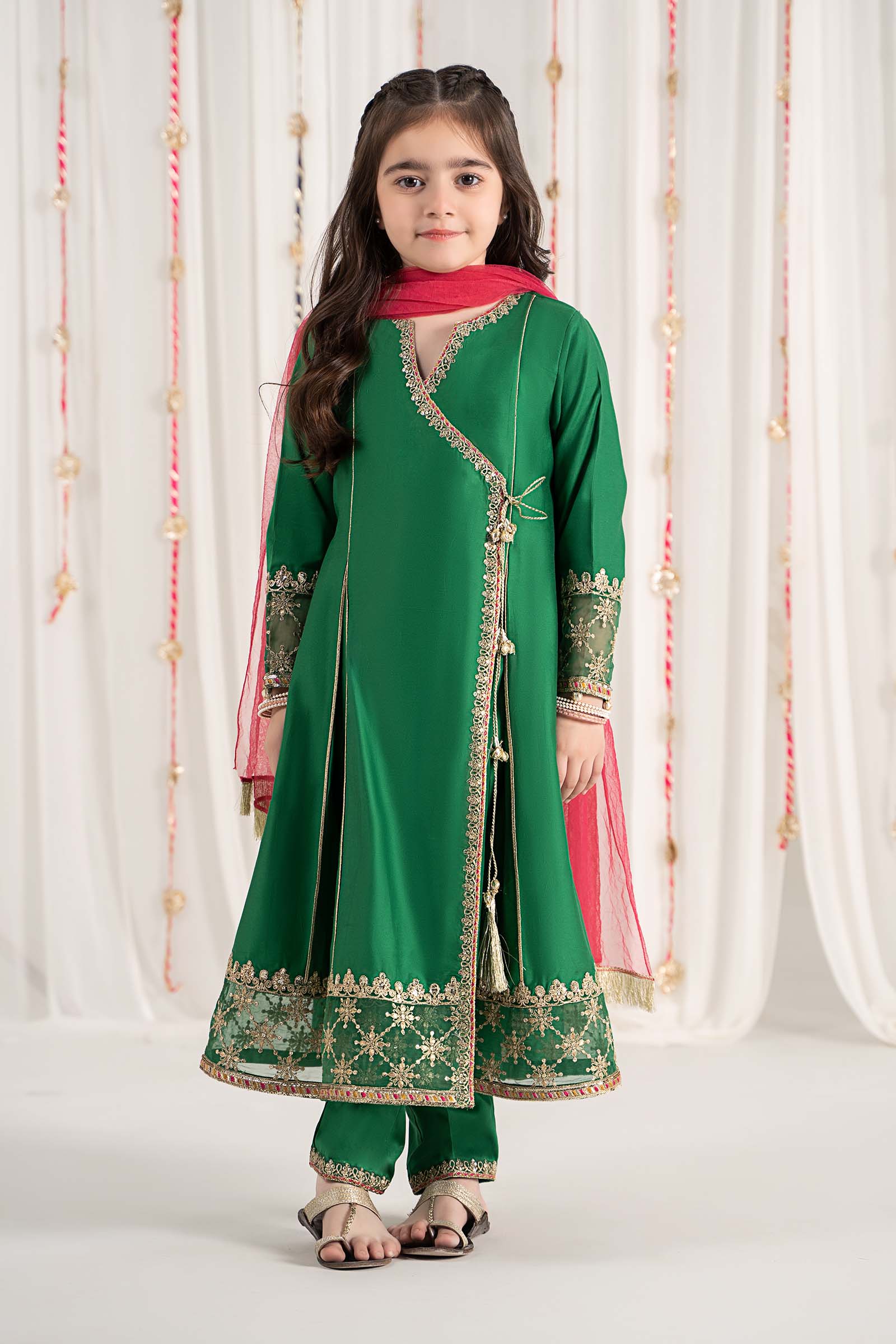 3 Piece Embroidered Cotton Satin Suit