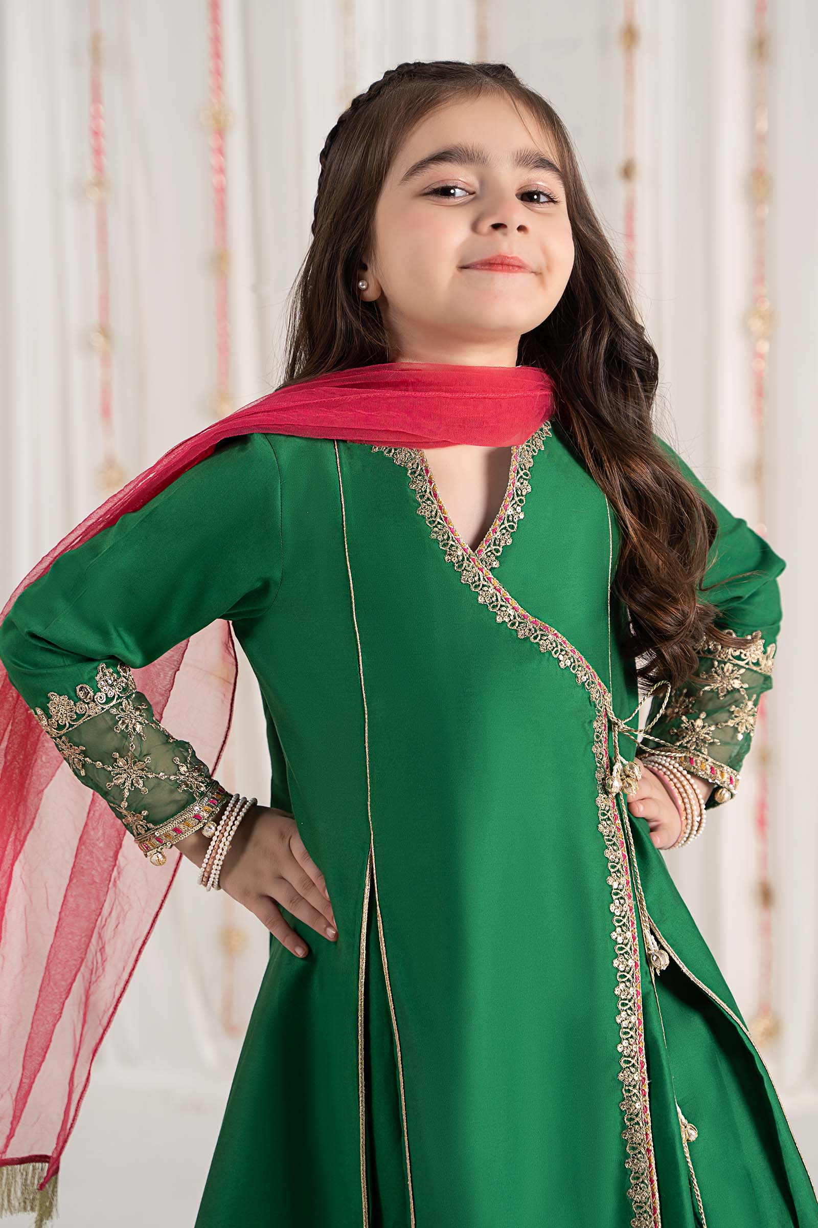 3 Piece Embroidered Cotton Satin Suit