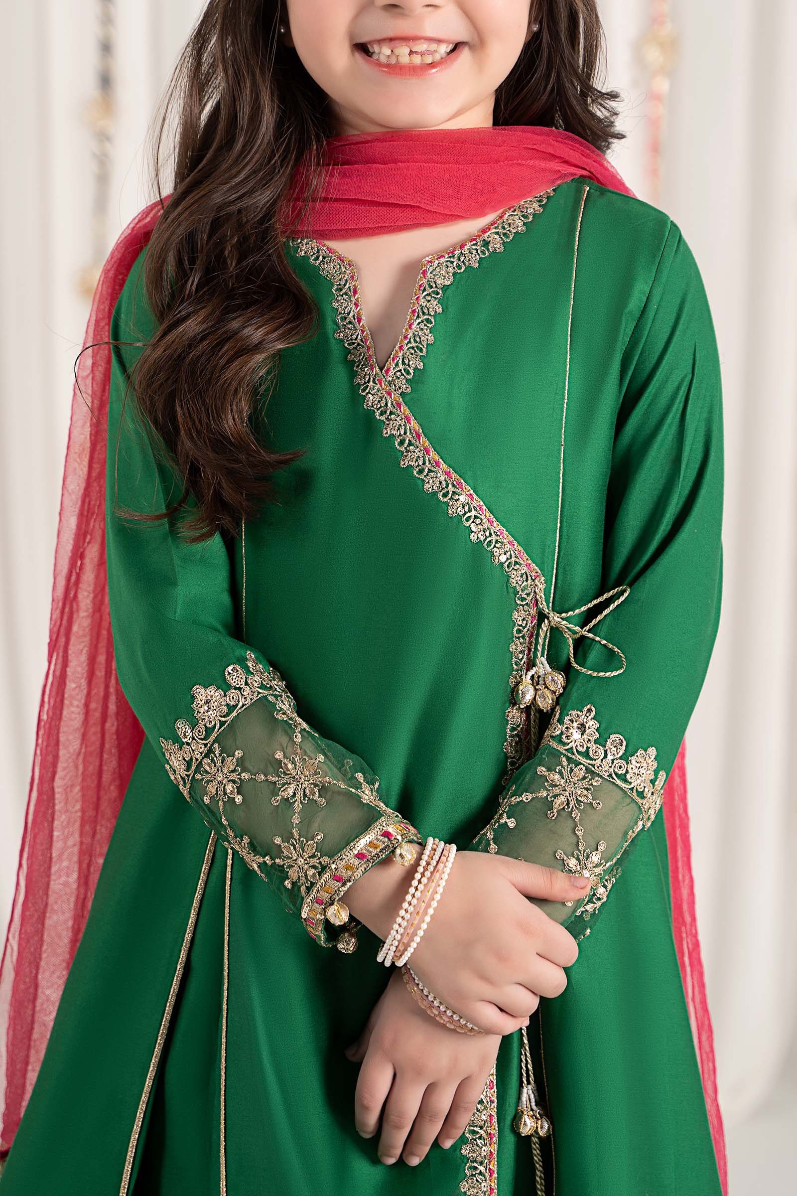3 Piece Embroidered Cotton Satin Suit