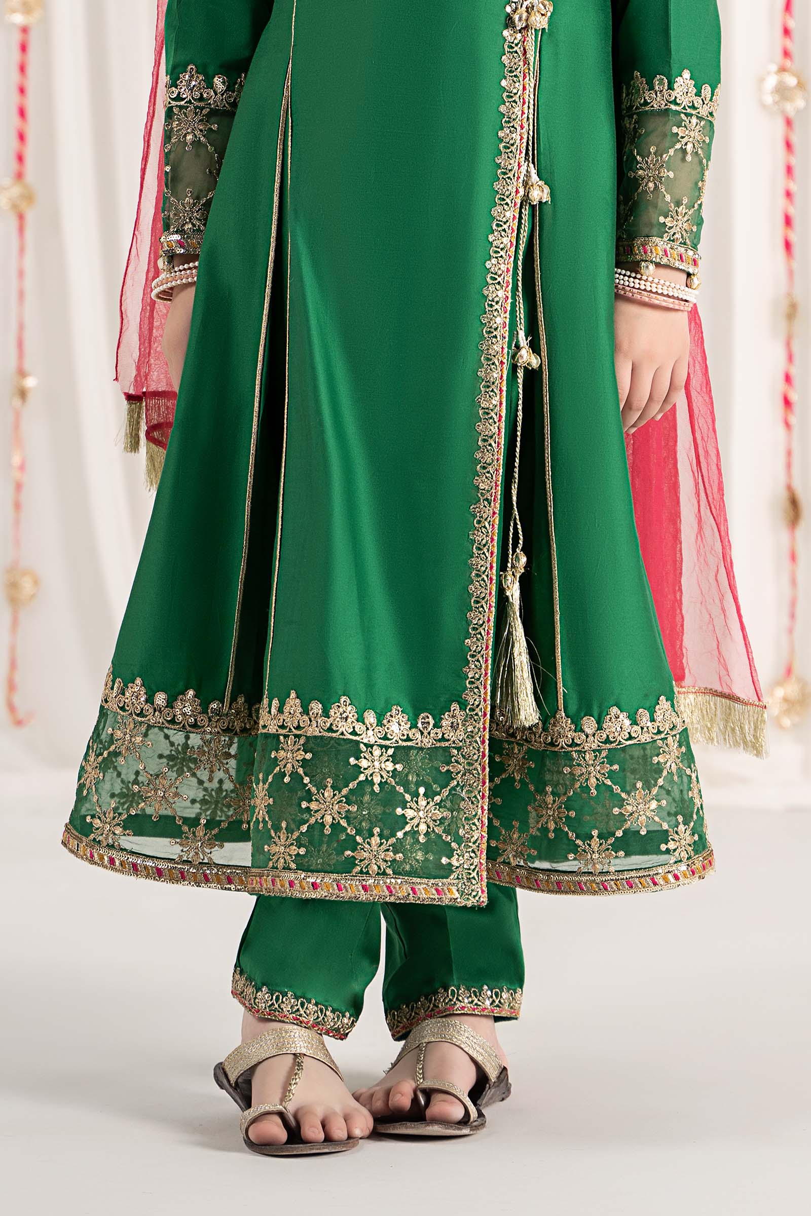 3 Piece Embroidered Cotton Satin Suit