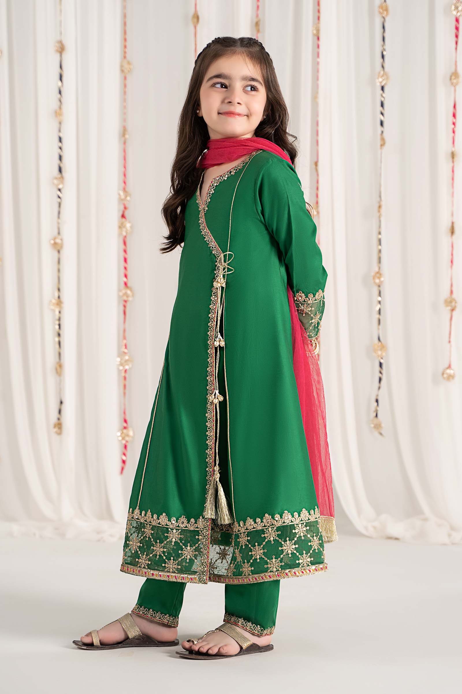 3 Piece Embroidered Cotton Satin Suit