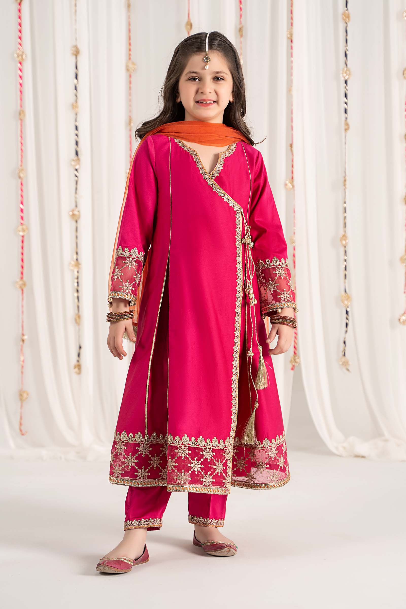 3 Piece Embroidered Cotton Satin Suit