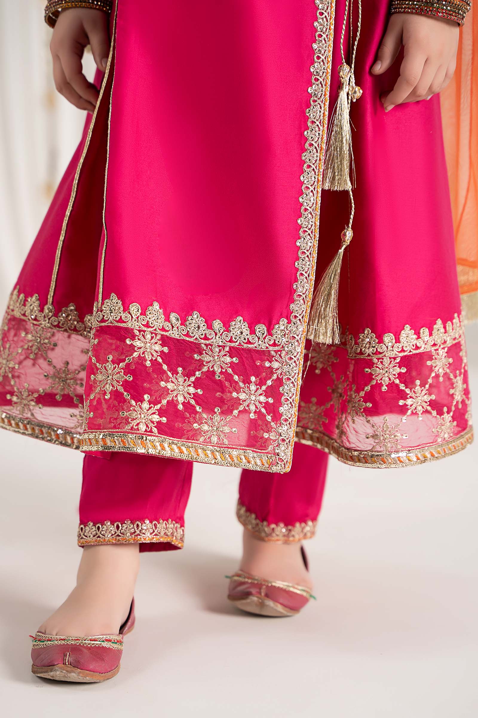 3 Piece Embroidered Cotton Satin Suit