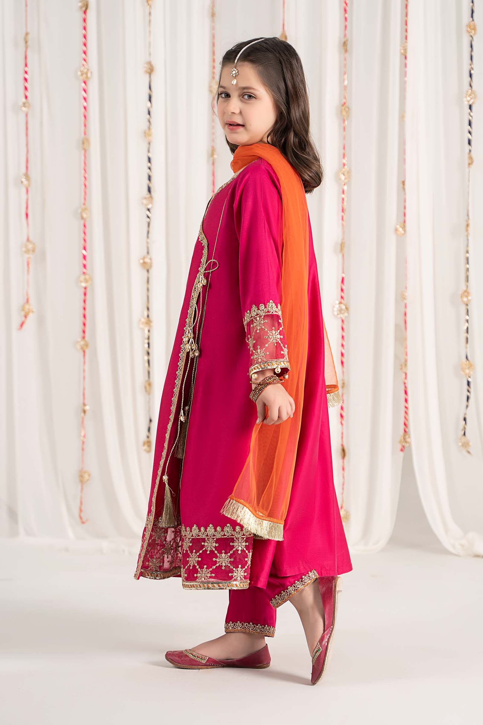 3 Piece Embroidered Cotton Satin Suit