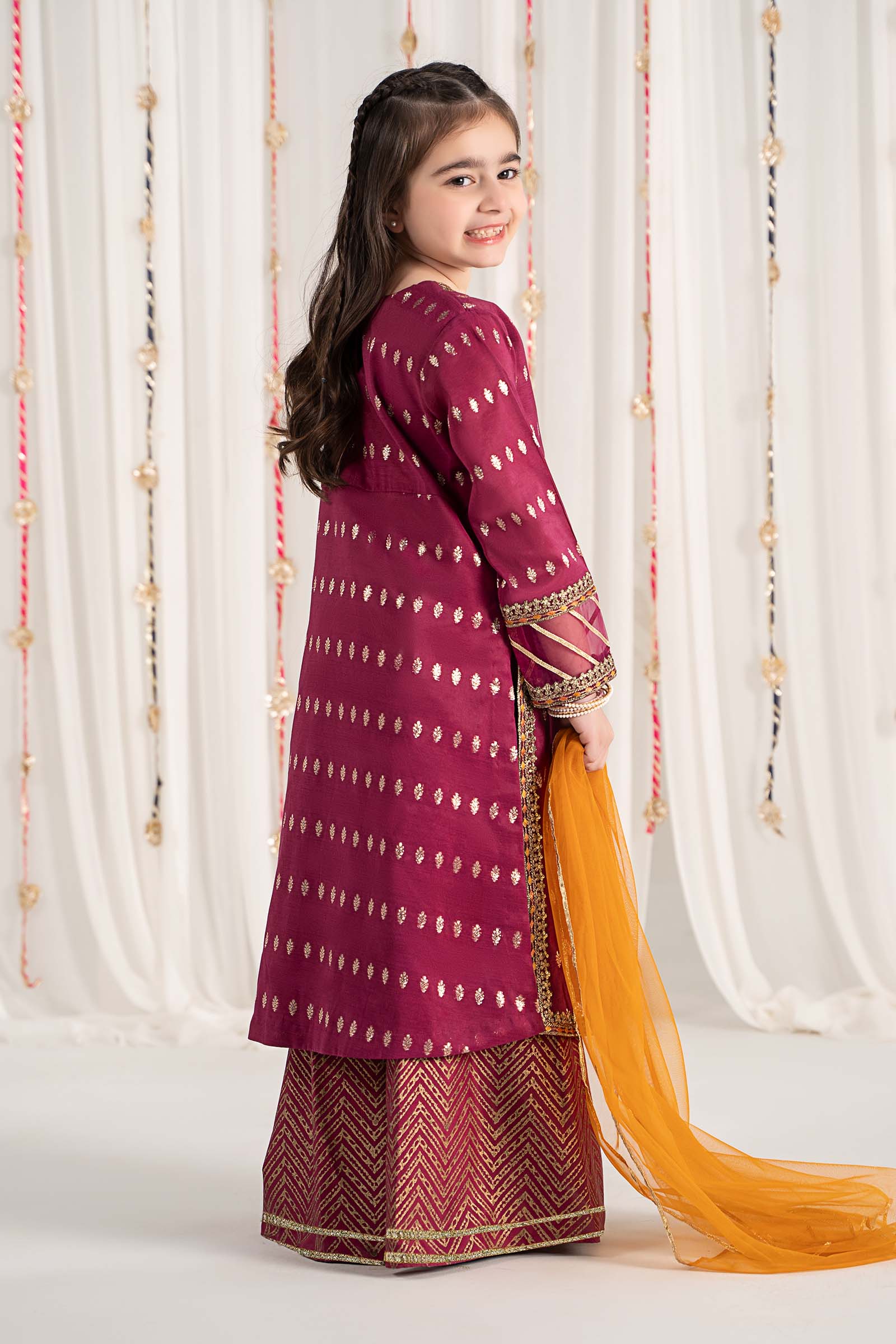 3 Piece Embroidered Raw Silk Suit