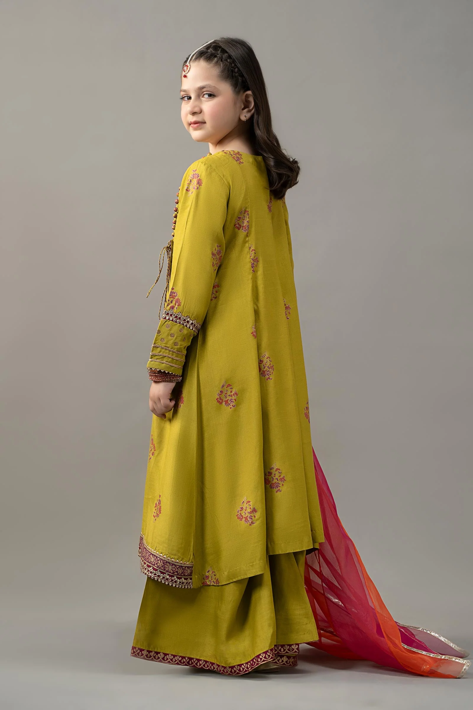 3 Piece Embroidered Raw Silk Suit