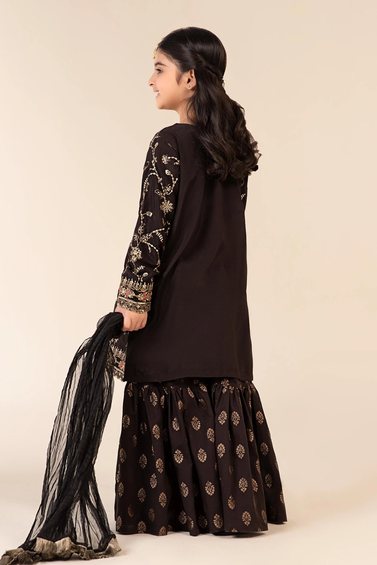 3 Piece Embroidered Raw Silk Suit