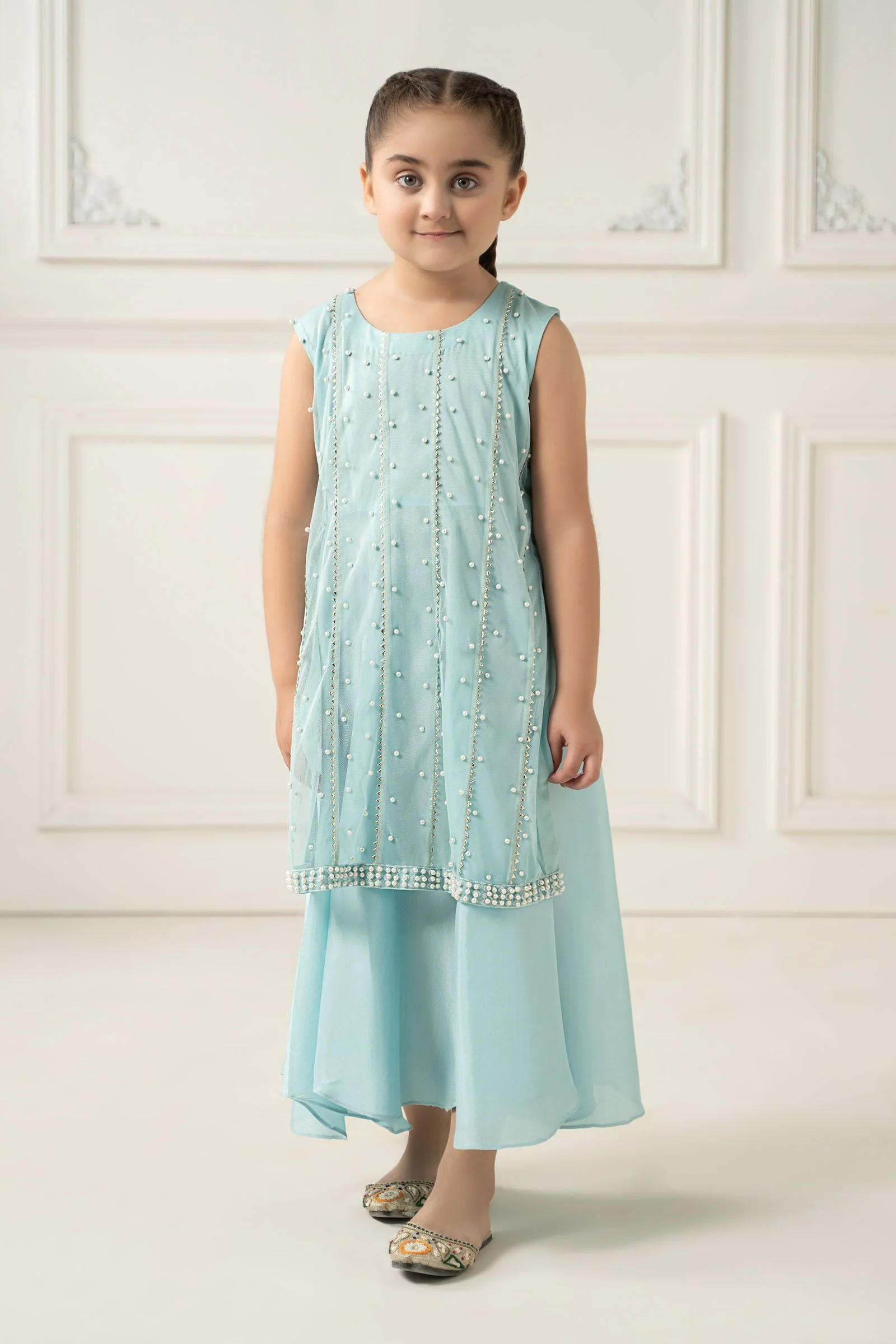 2 Piece Embroidered Polyester Net Suit