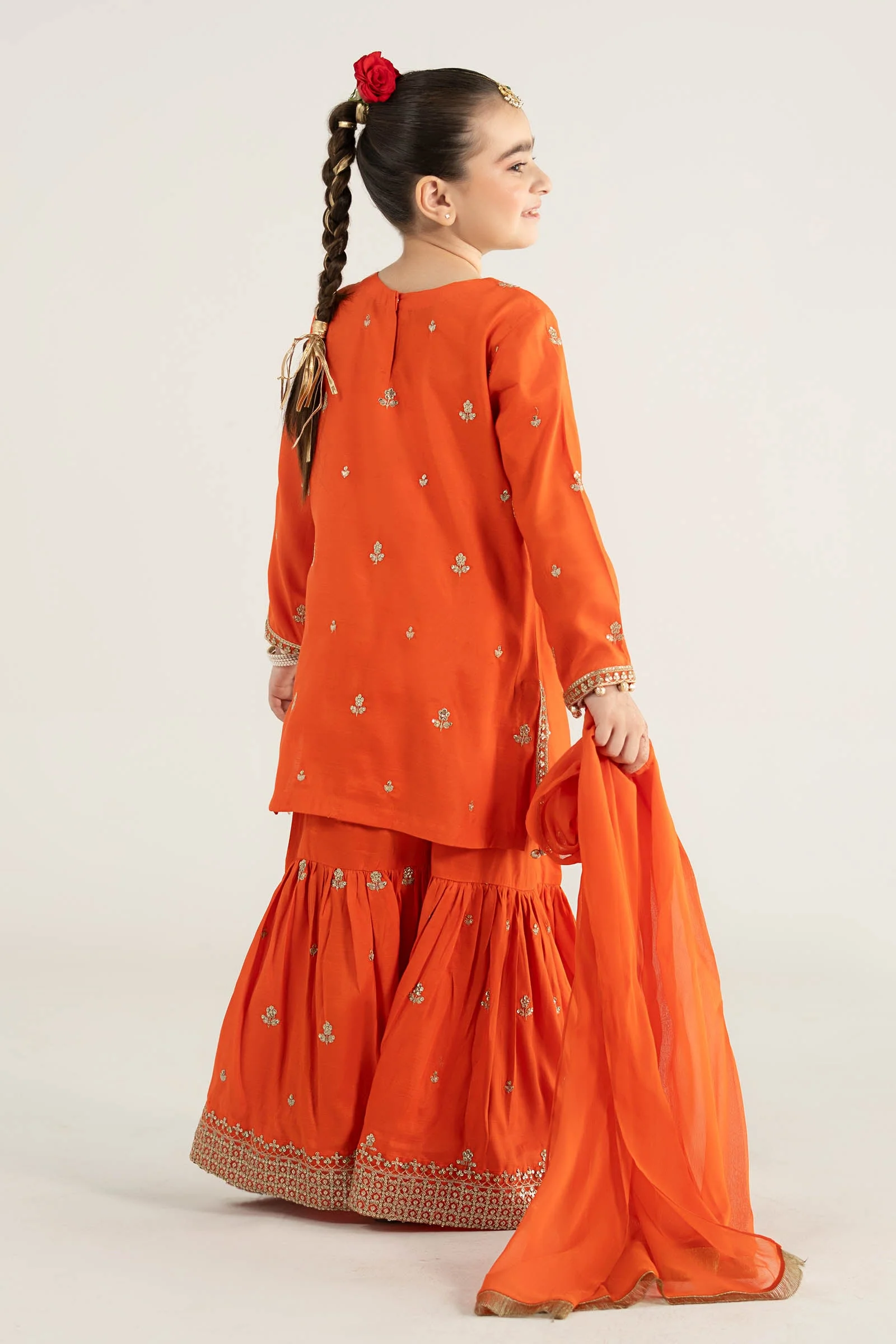 3 Piece Embroidered Raw Silk Suit
