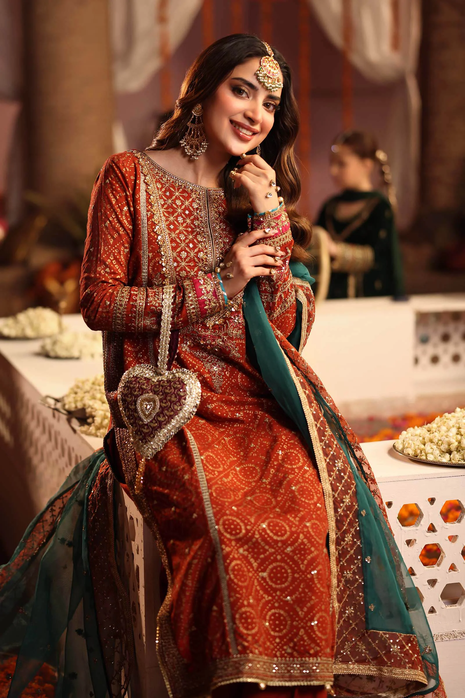 3 Piece Embroidered Raw Silk Suit