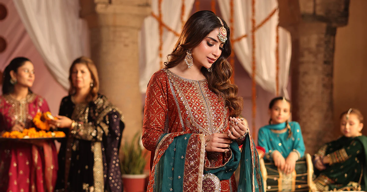 3 Piece Embroidered Raw Silk Suit