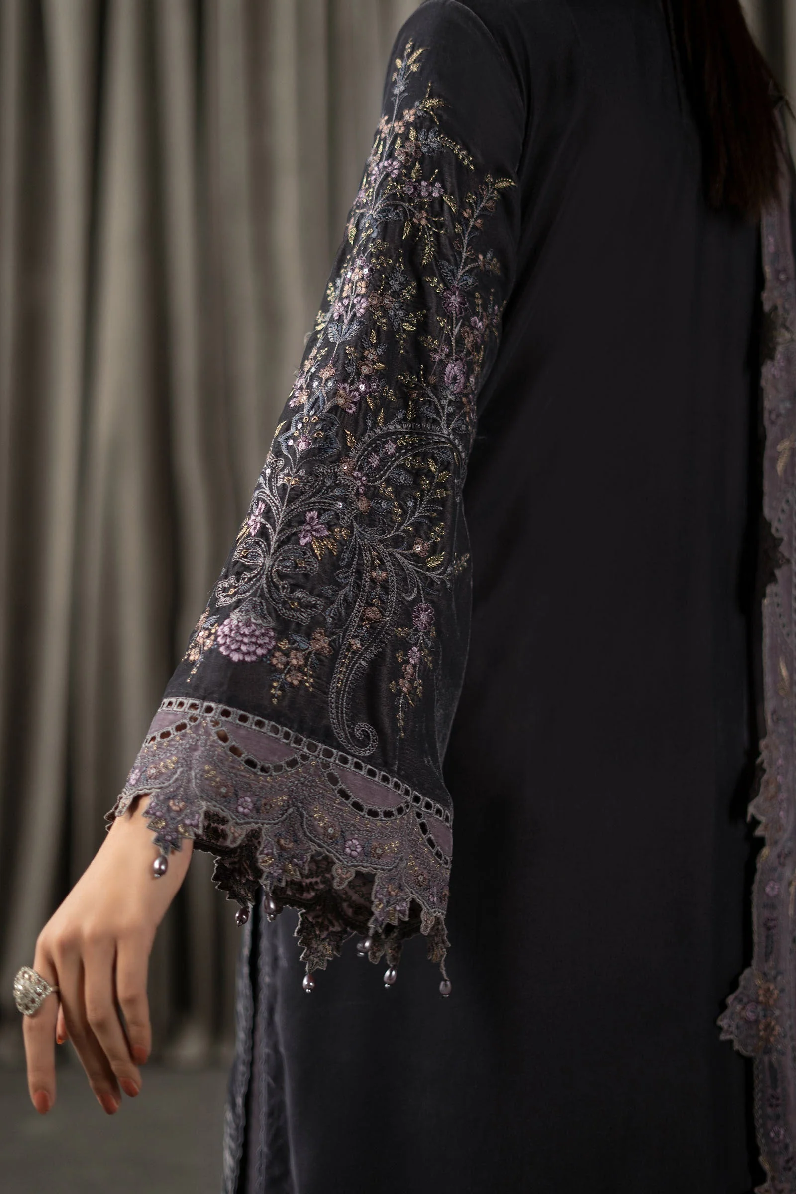 3 Piece Embroidered Velvet Suit 99 3 Piece Embroidered Velvet Suit