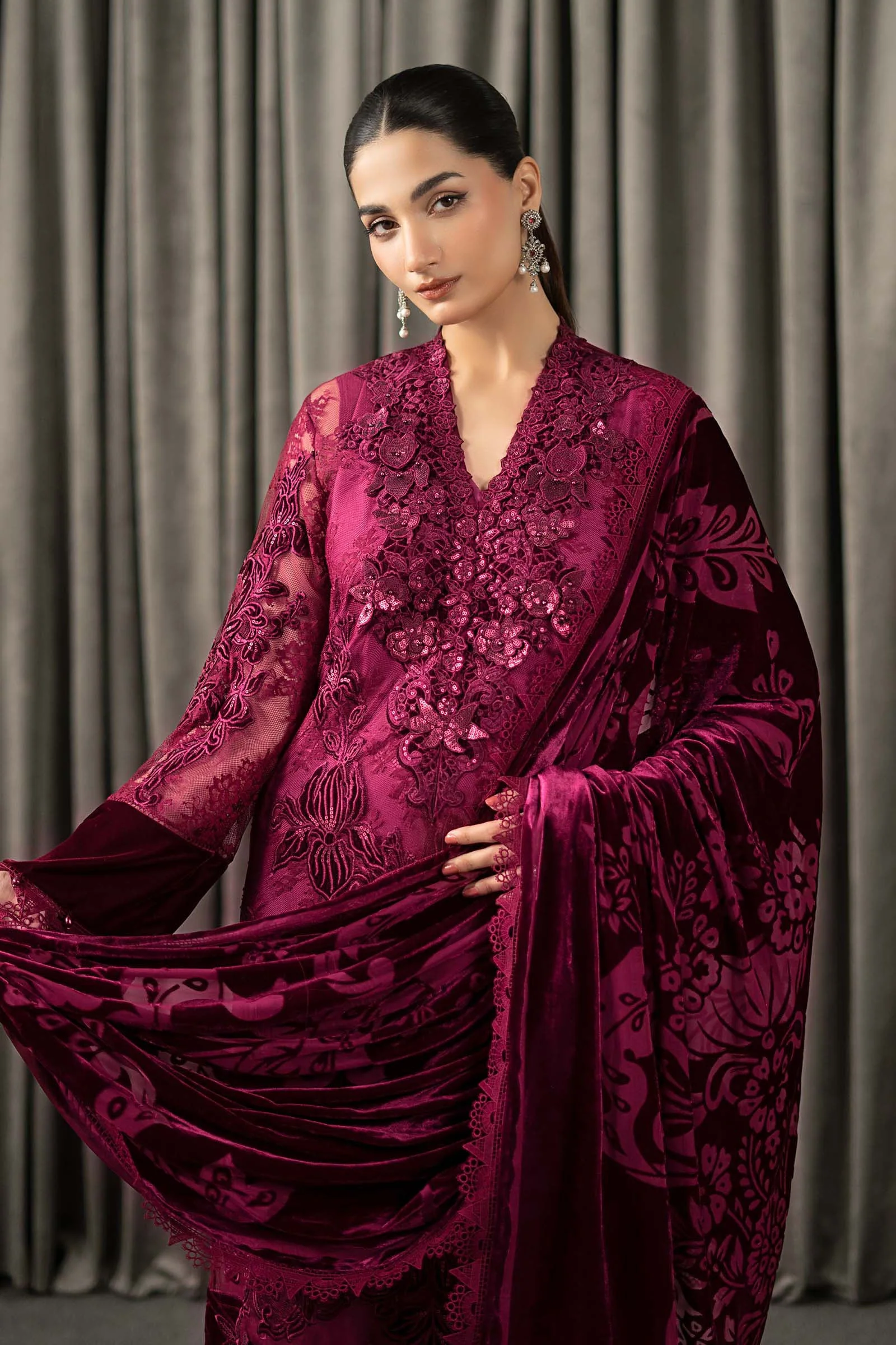 3 Piece Embroidered Chantilly Suit