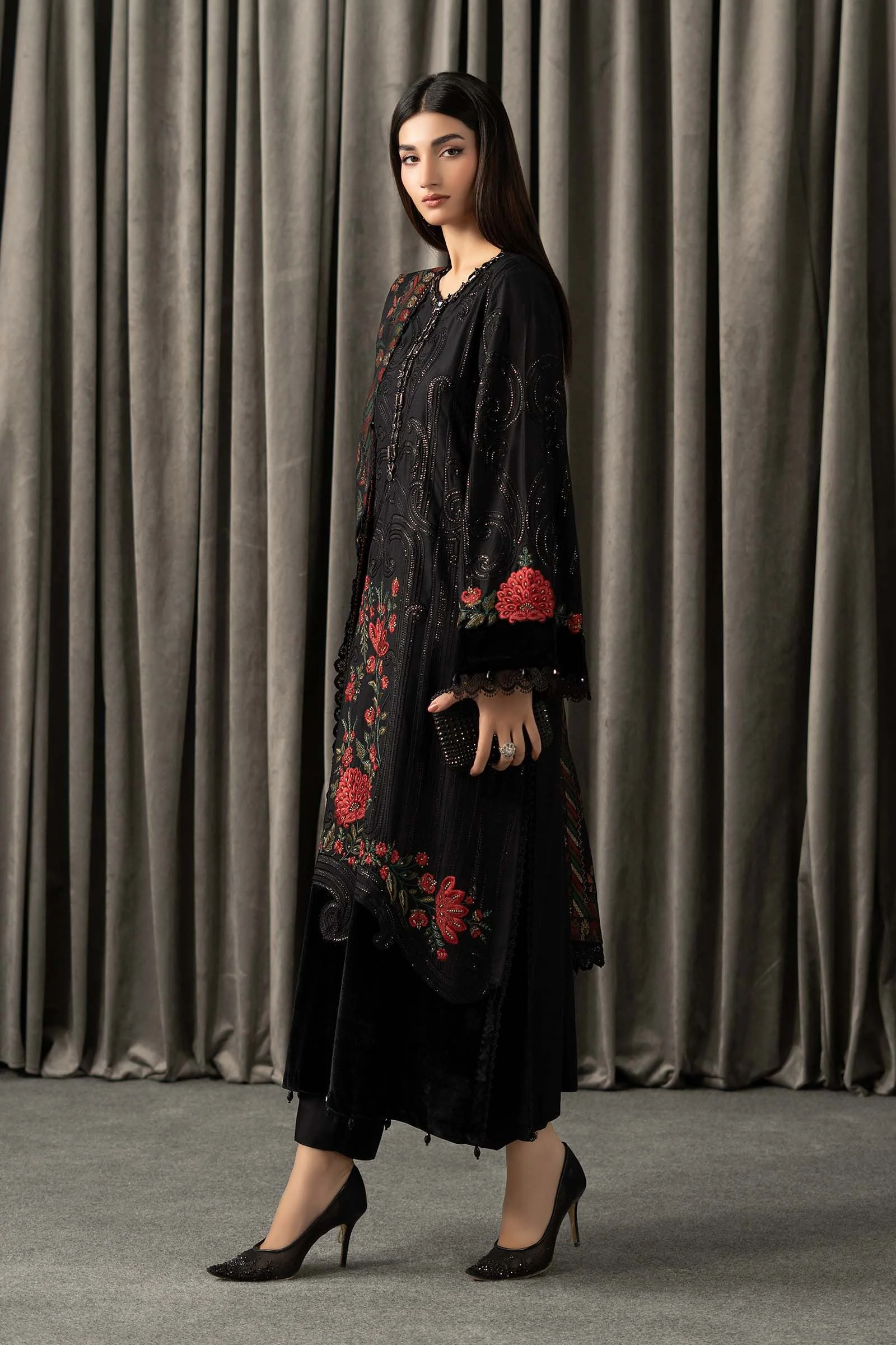 3 Piece Embroidered Linen Suit