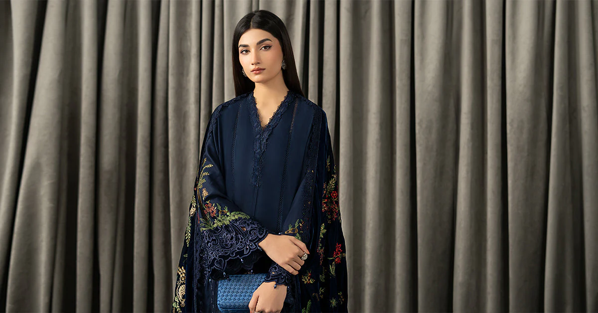 3 Piece Embroidered Twill Linen Suit