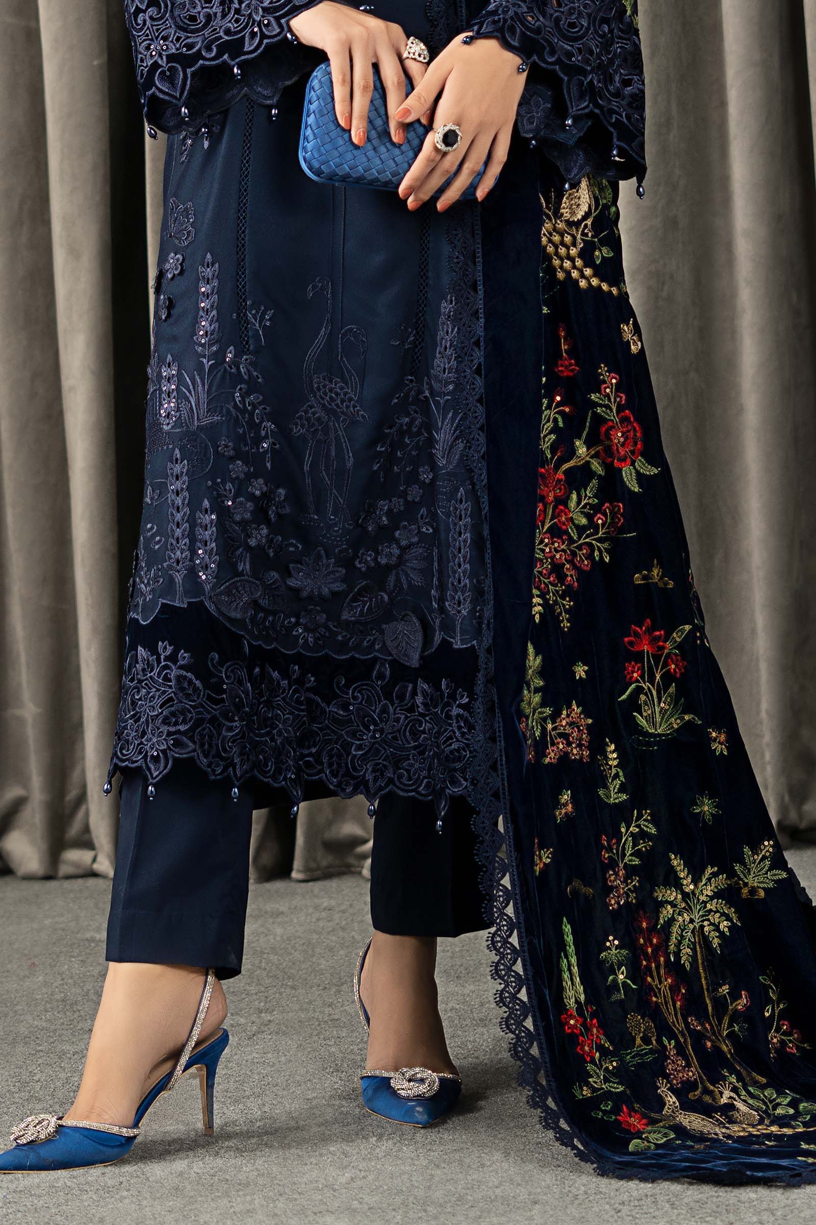 3 Piece Embroidered Twill Linen Suit