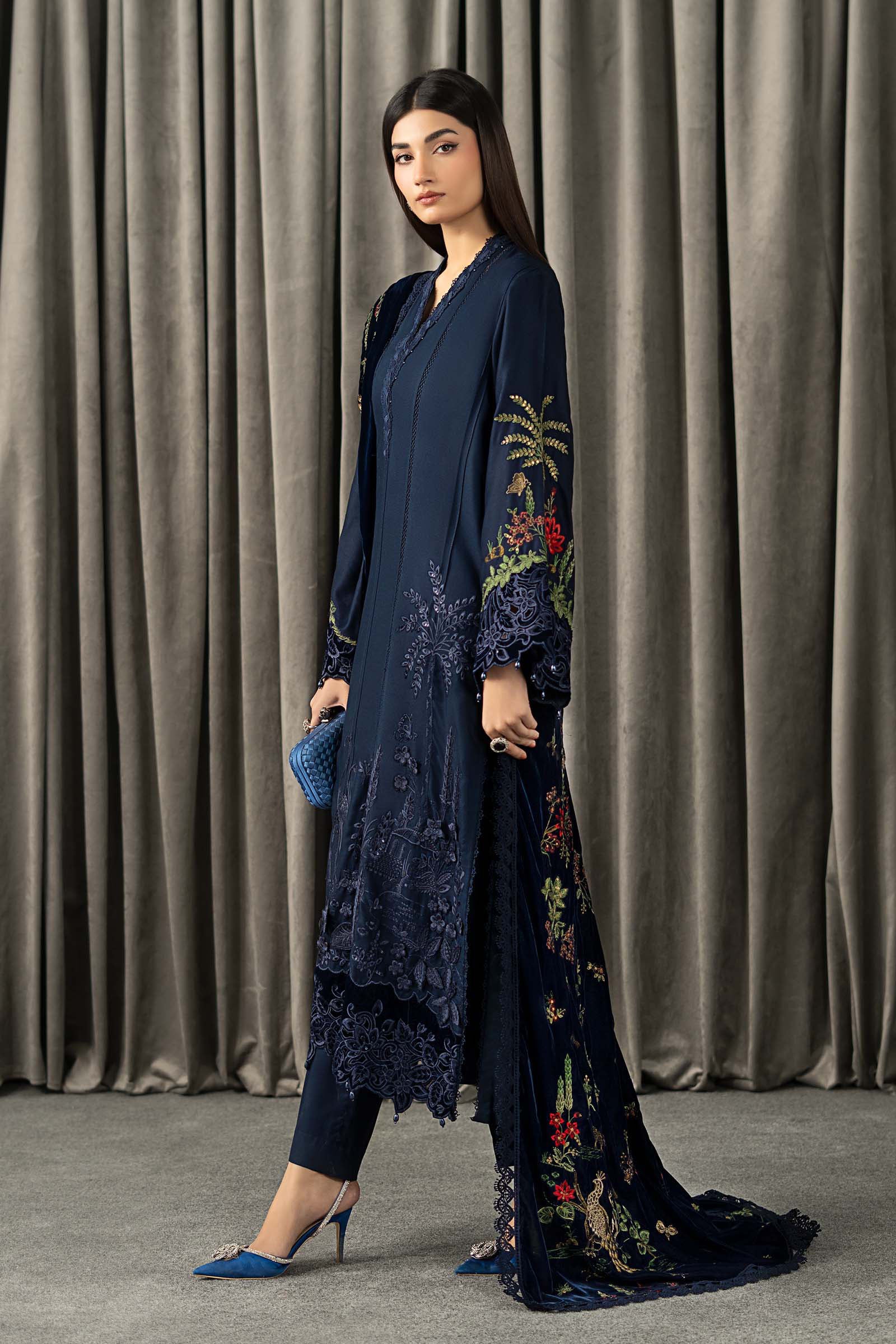 3 Piece Embroidered Twill Linen Suit