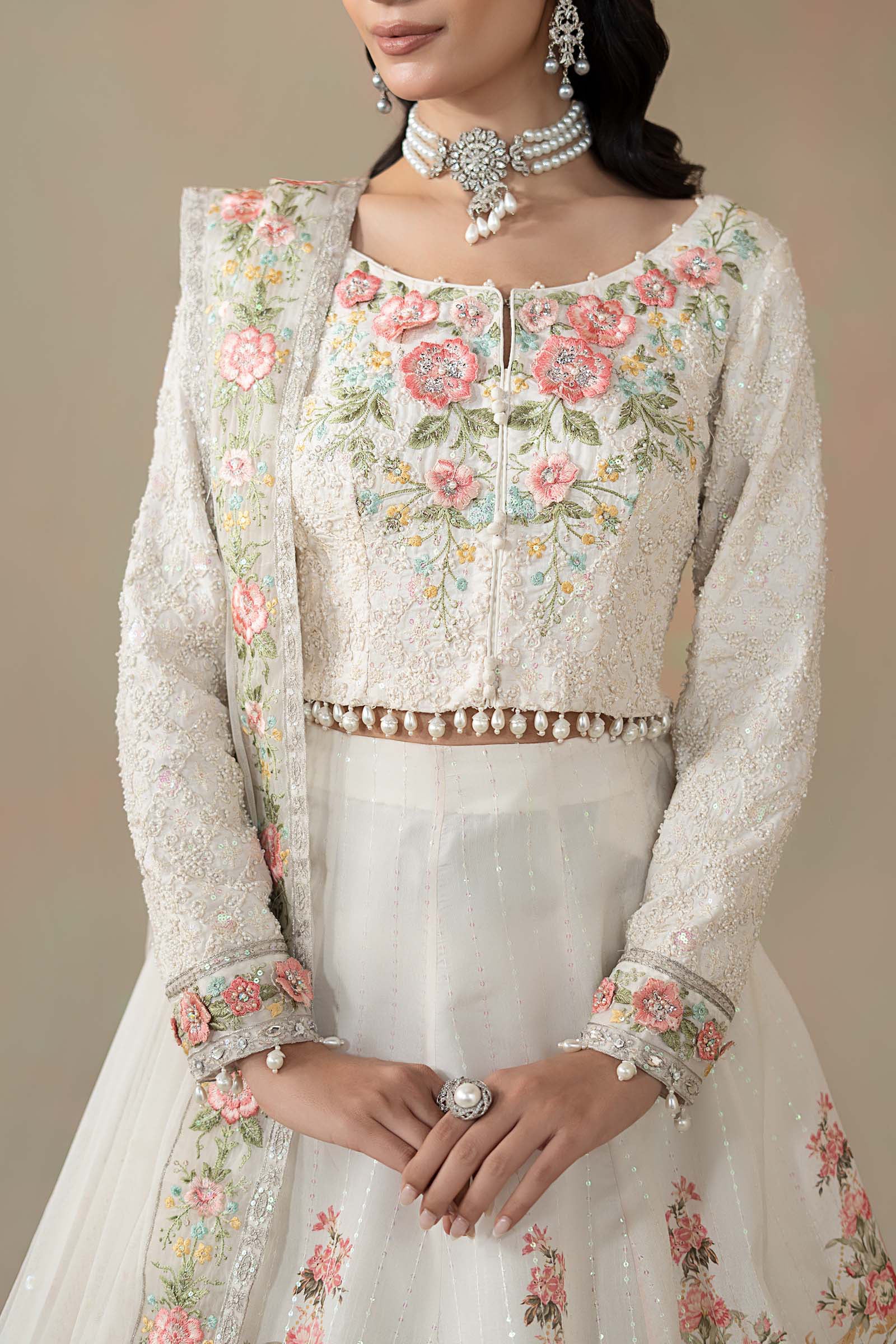 3 Piece Embroidered Raw Silk Suit