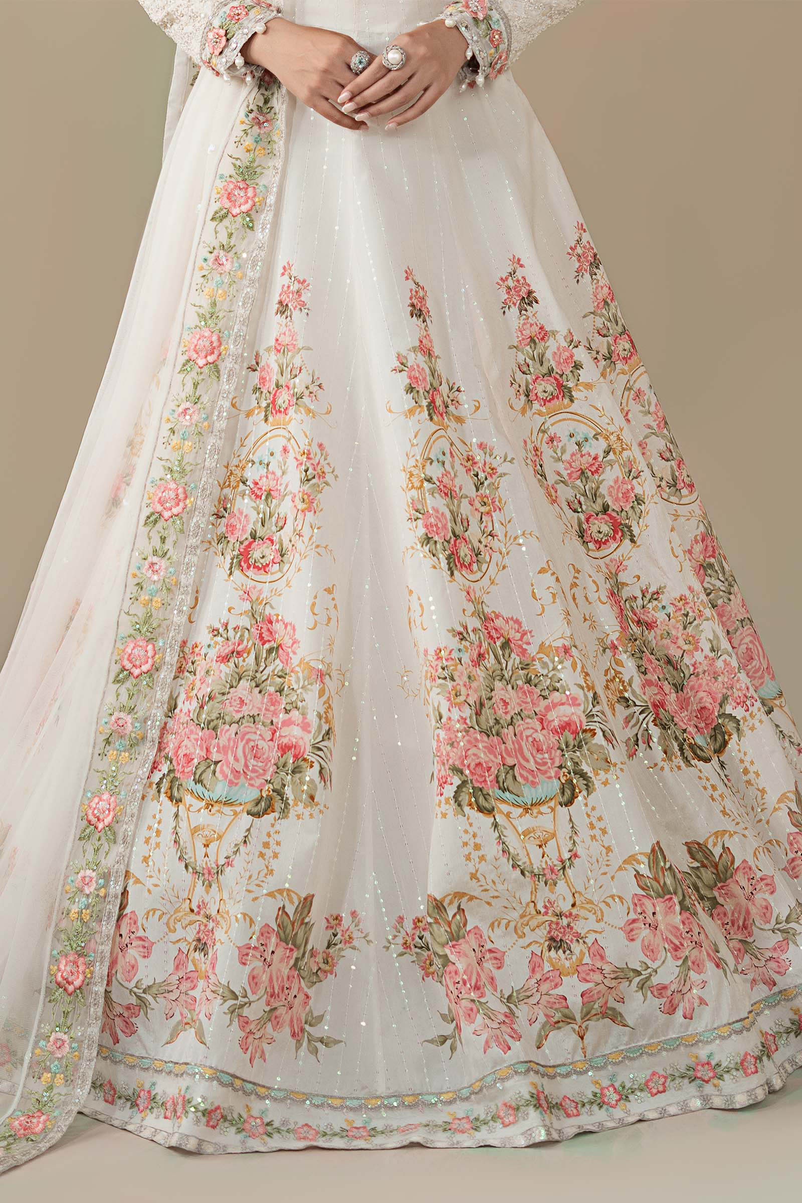 3 Piece Embroidered Raw Silk Suit