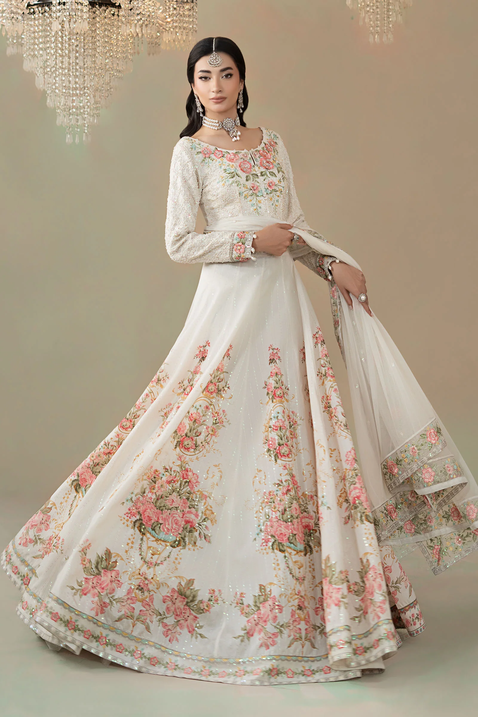 3 Piece Embroidered Raw Silk Suit