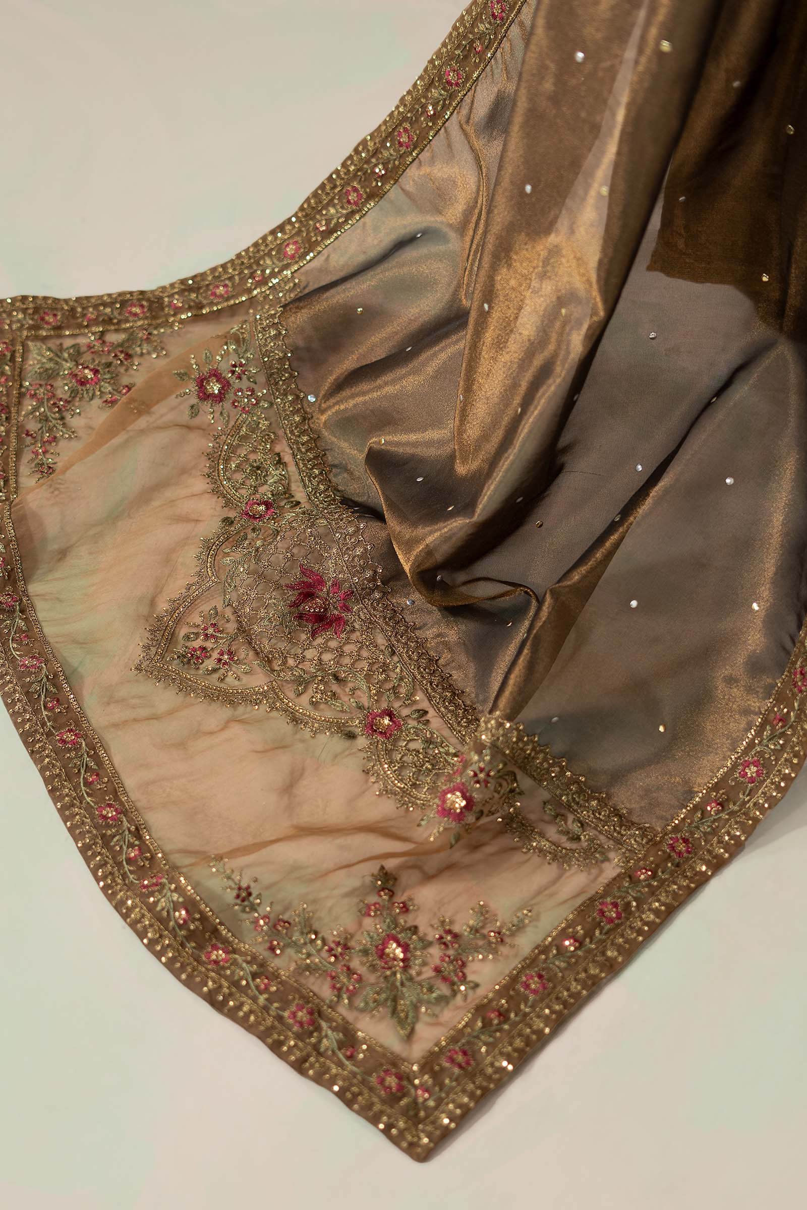 3 Piece Embroidered Raw Silk Suit