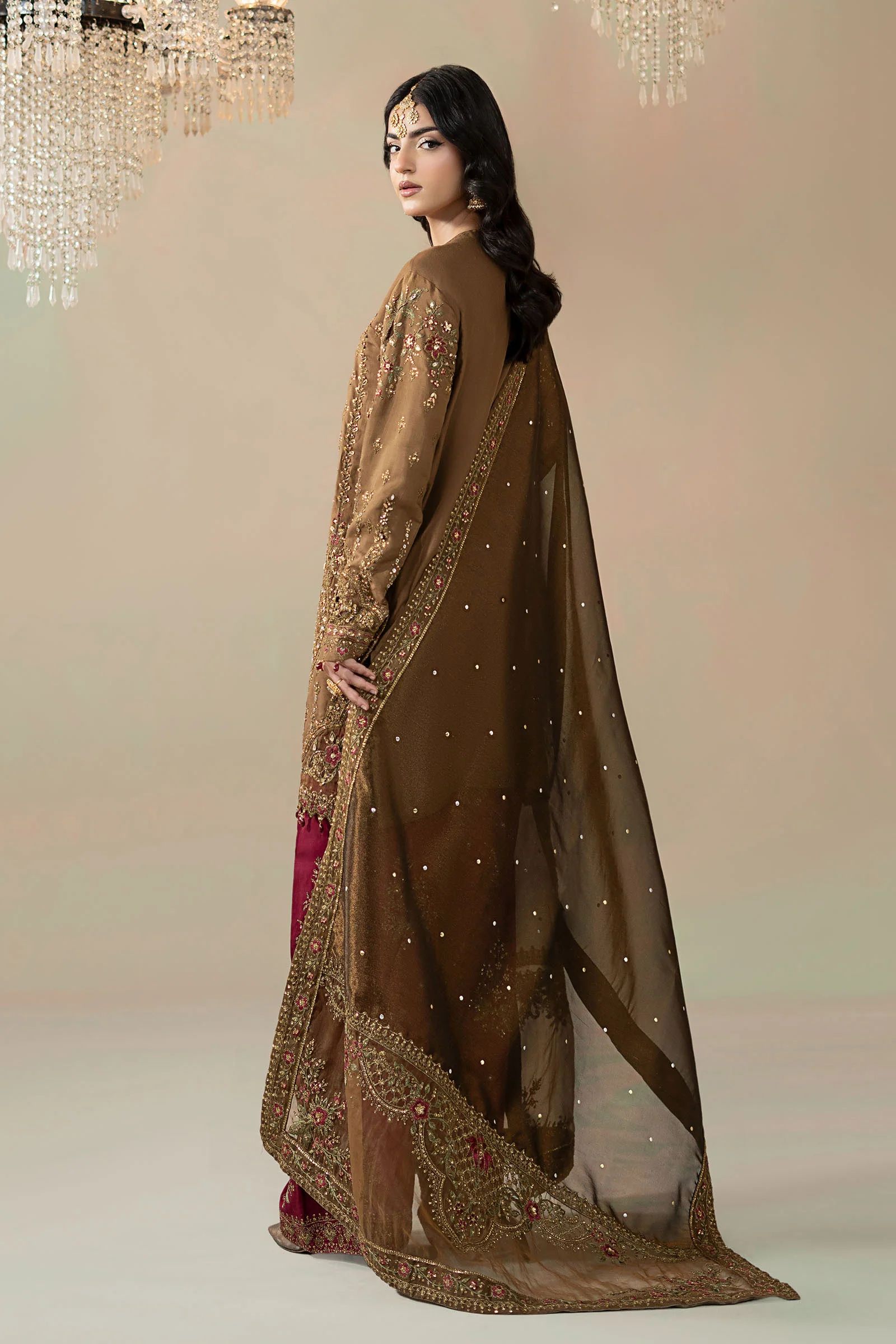 3 Piece Embroidered Raw Silk Suit
