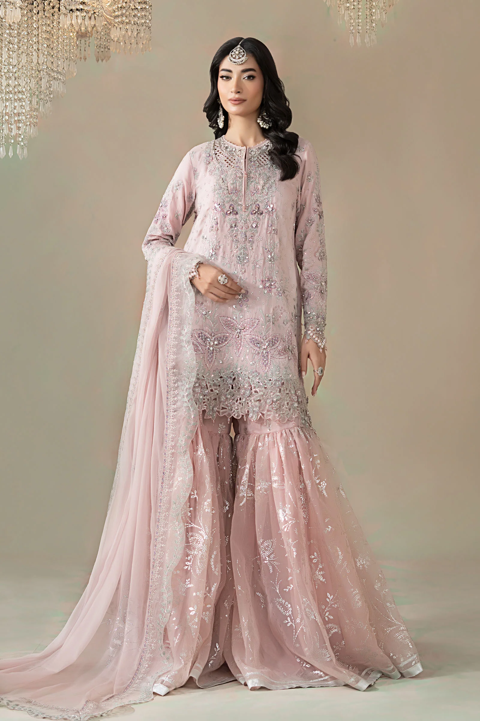 3 Piece Embroidered Raw Silk Suit