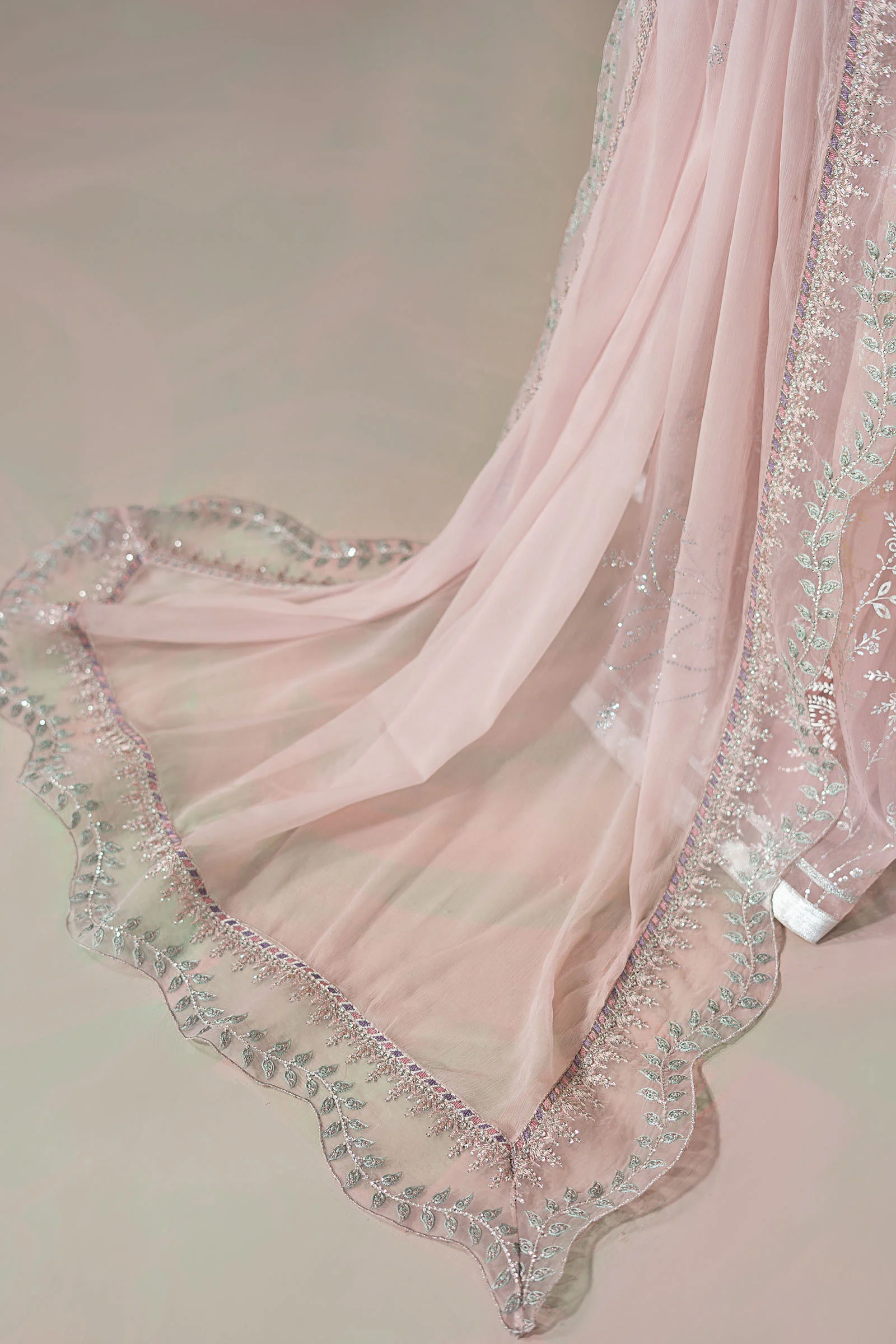 3 Piece Embroidered Raw Silk Suit