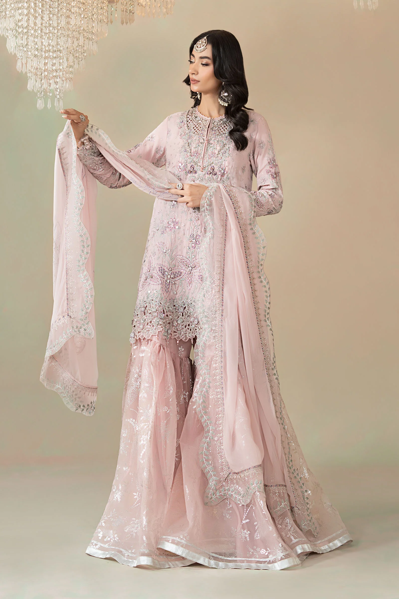 3 Piece Embroidered Raw Silk Suit