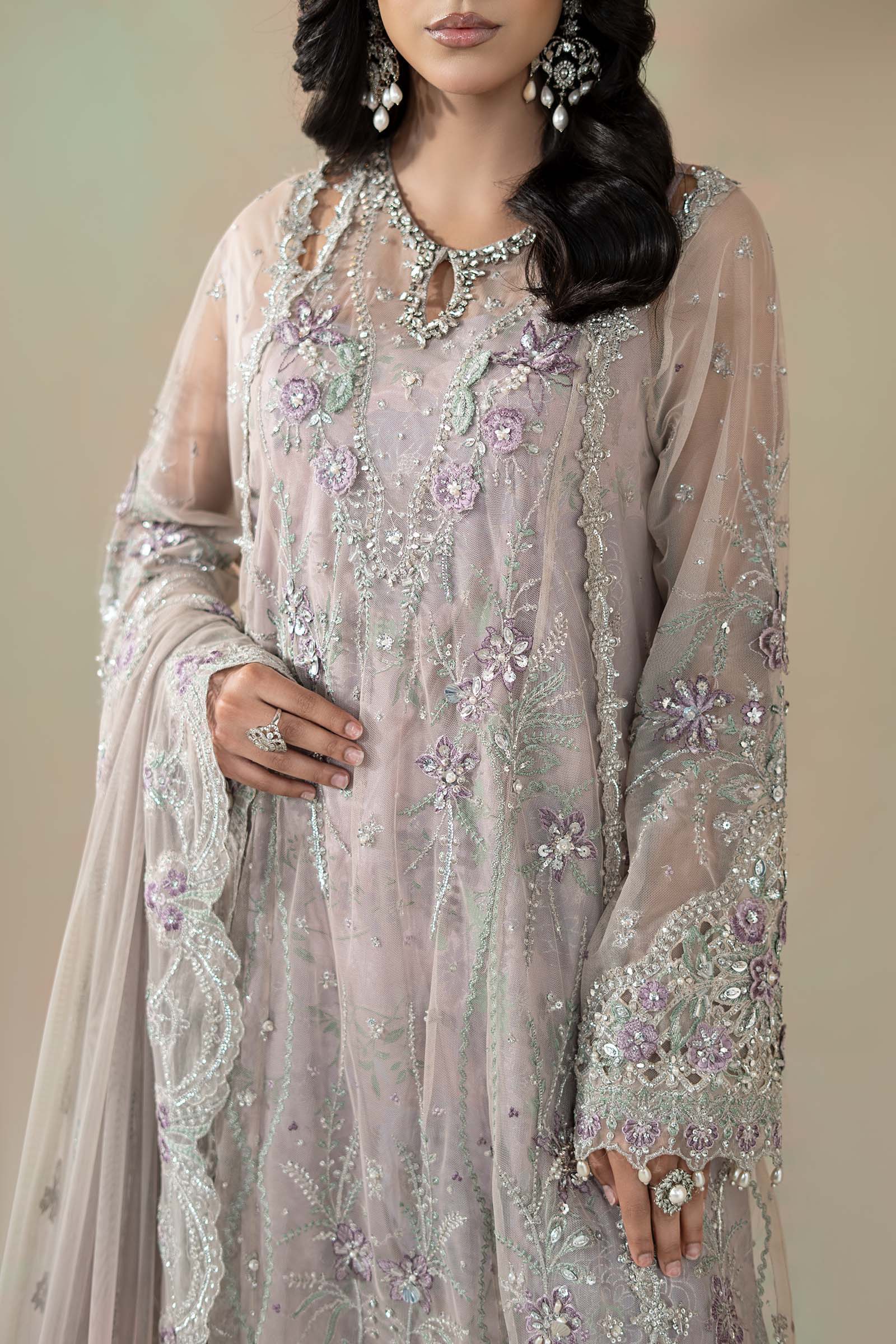 3 Piece Embroidered Net Suit