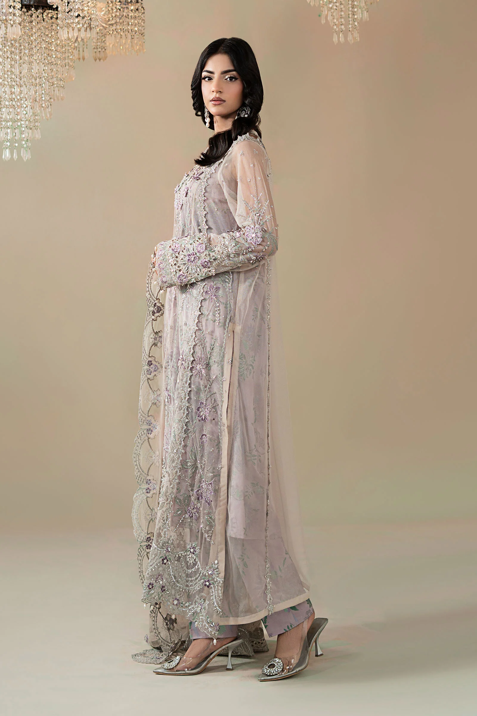 3 Piece Embroidered Net Suit