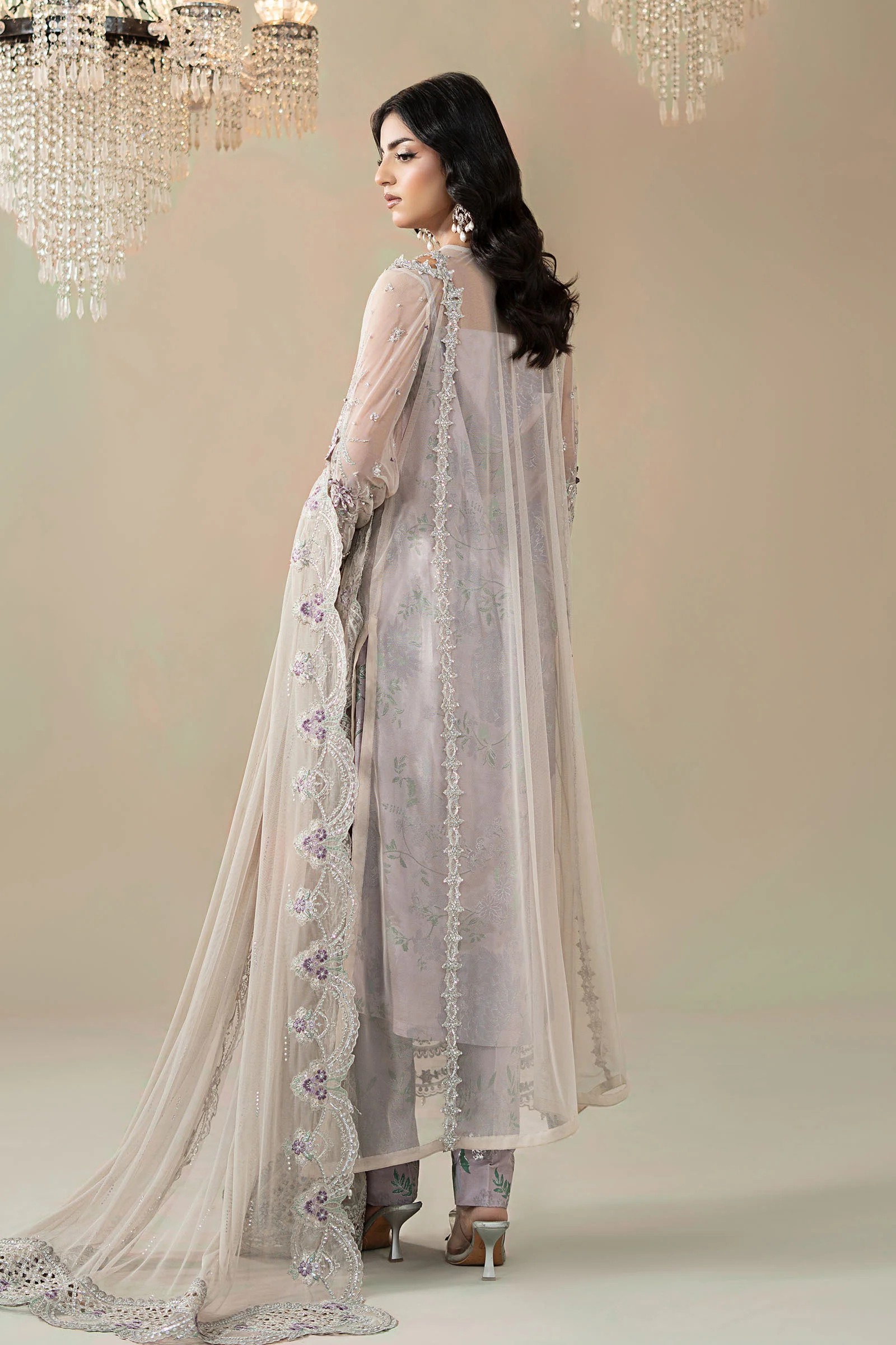 3 Piece Embroidered Net Suit