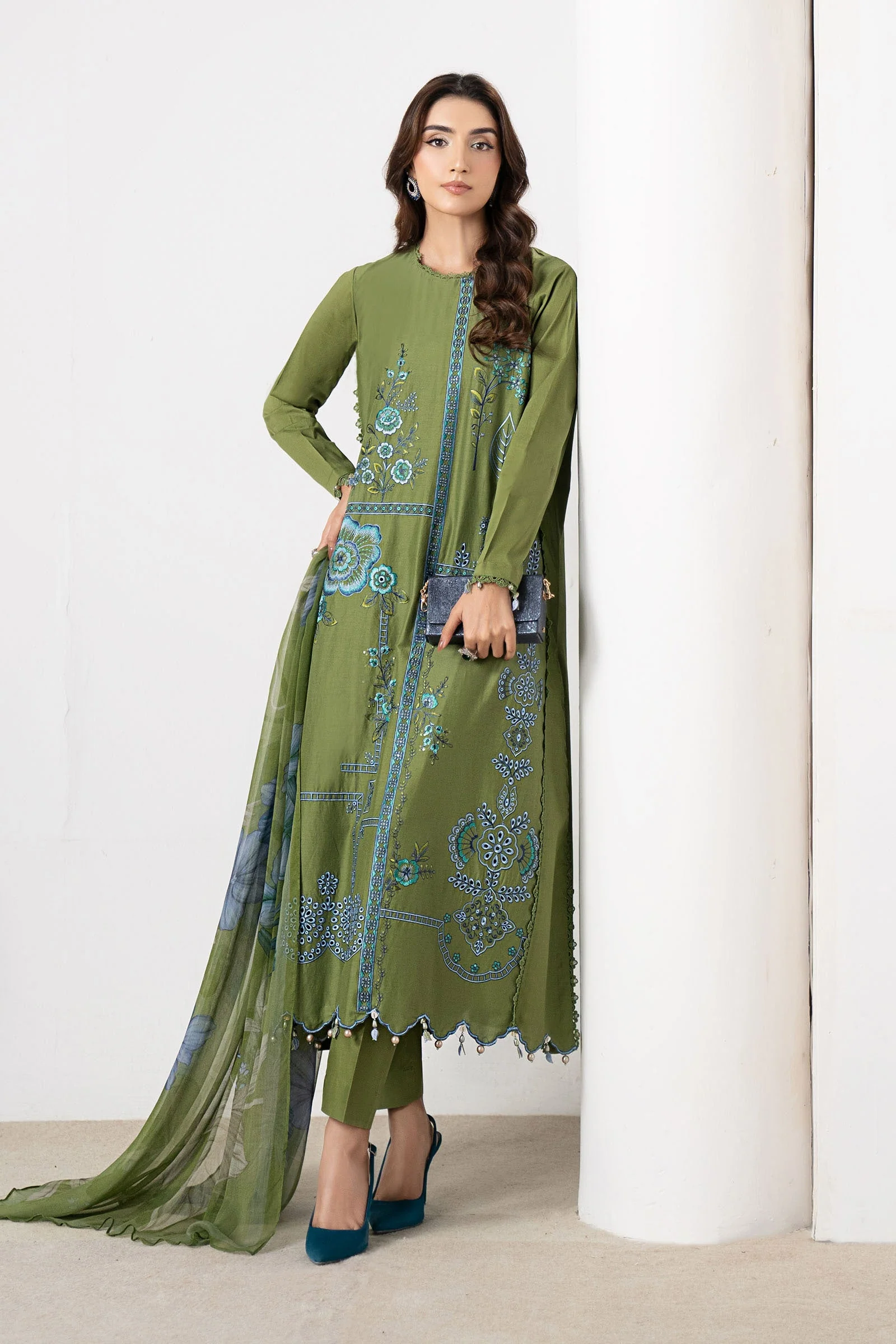 3 Piece Embroidered Cambric Suit