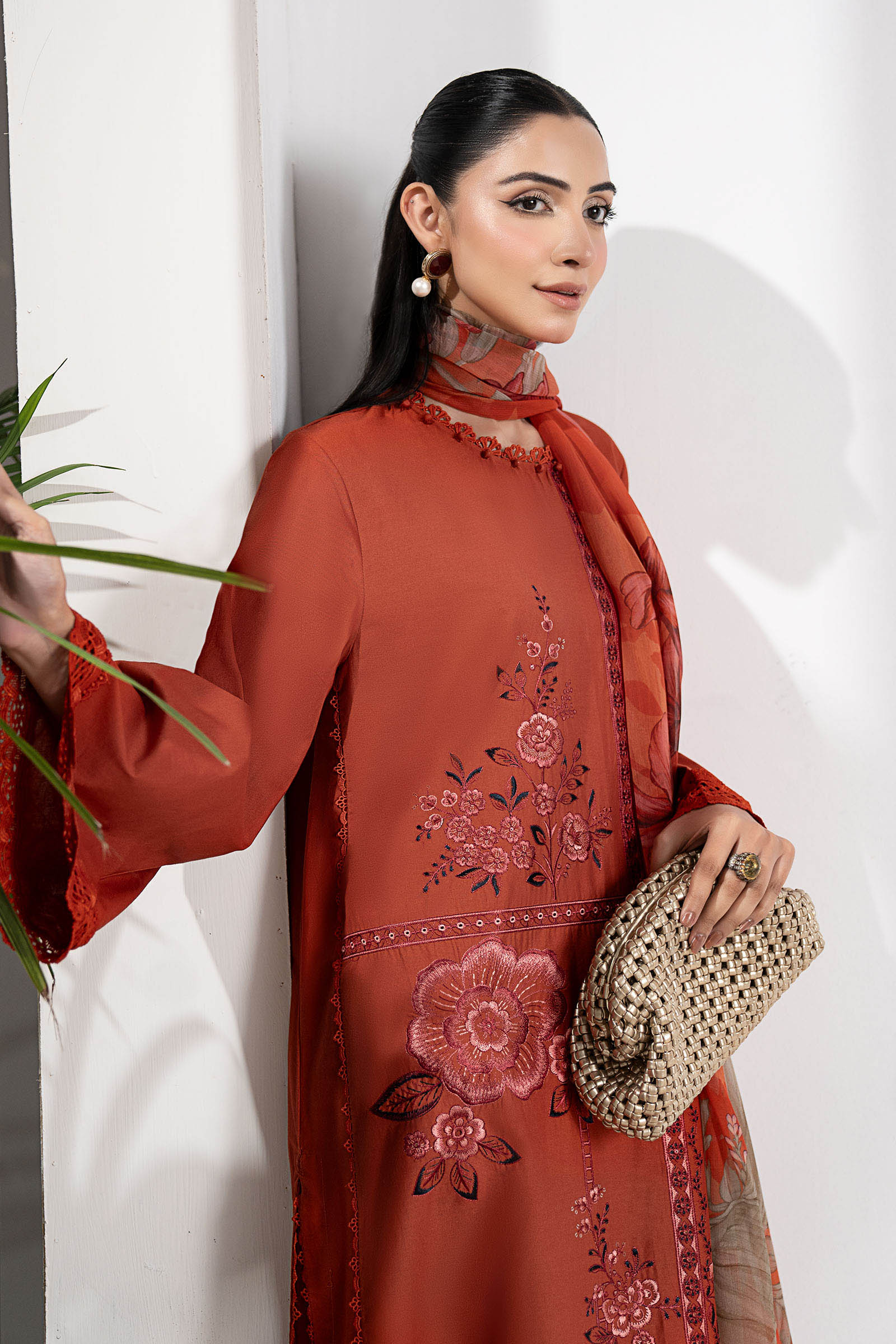 3 Piece Embroidered Cambric Suit