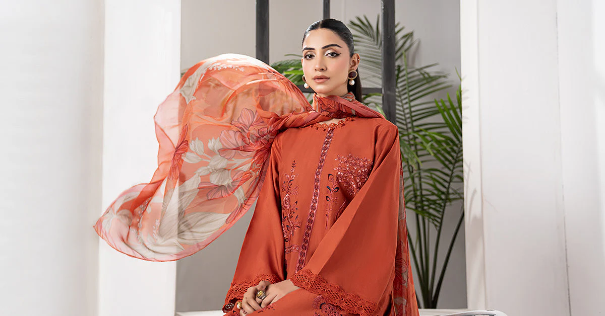 3 Piece Embroidered Cambric Suit