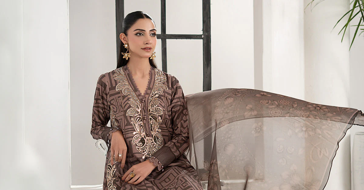 3 Piece Embroidered Cambric Suit 6 3 Piece Embroidered Cambric Suit