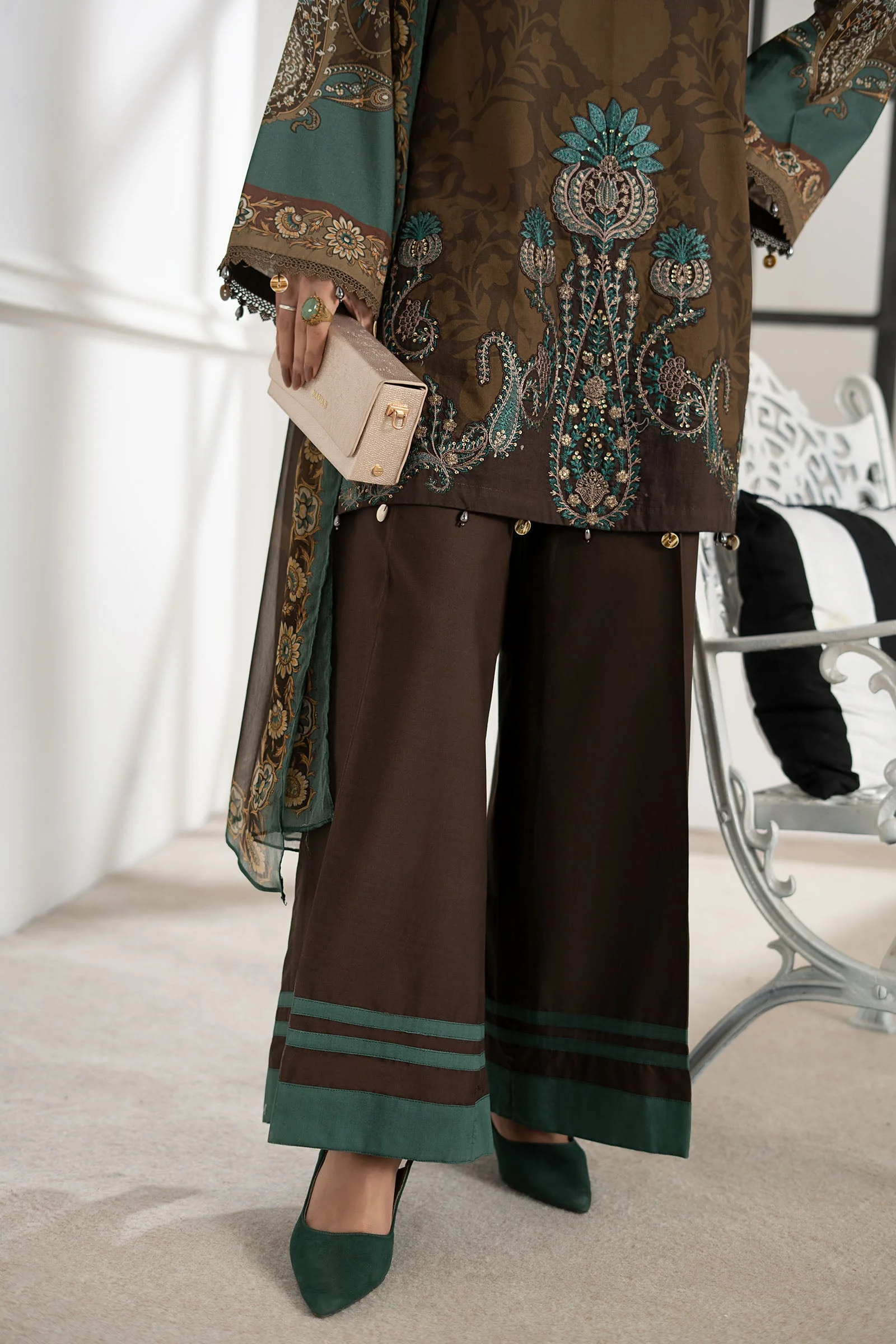 3 Piece Embroidered Cambric Suit