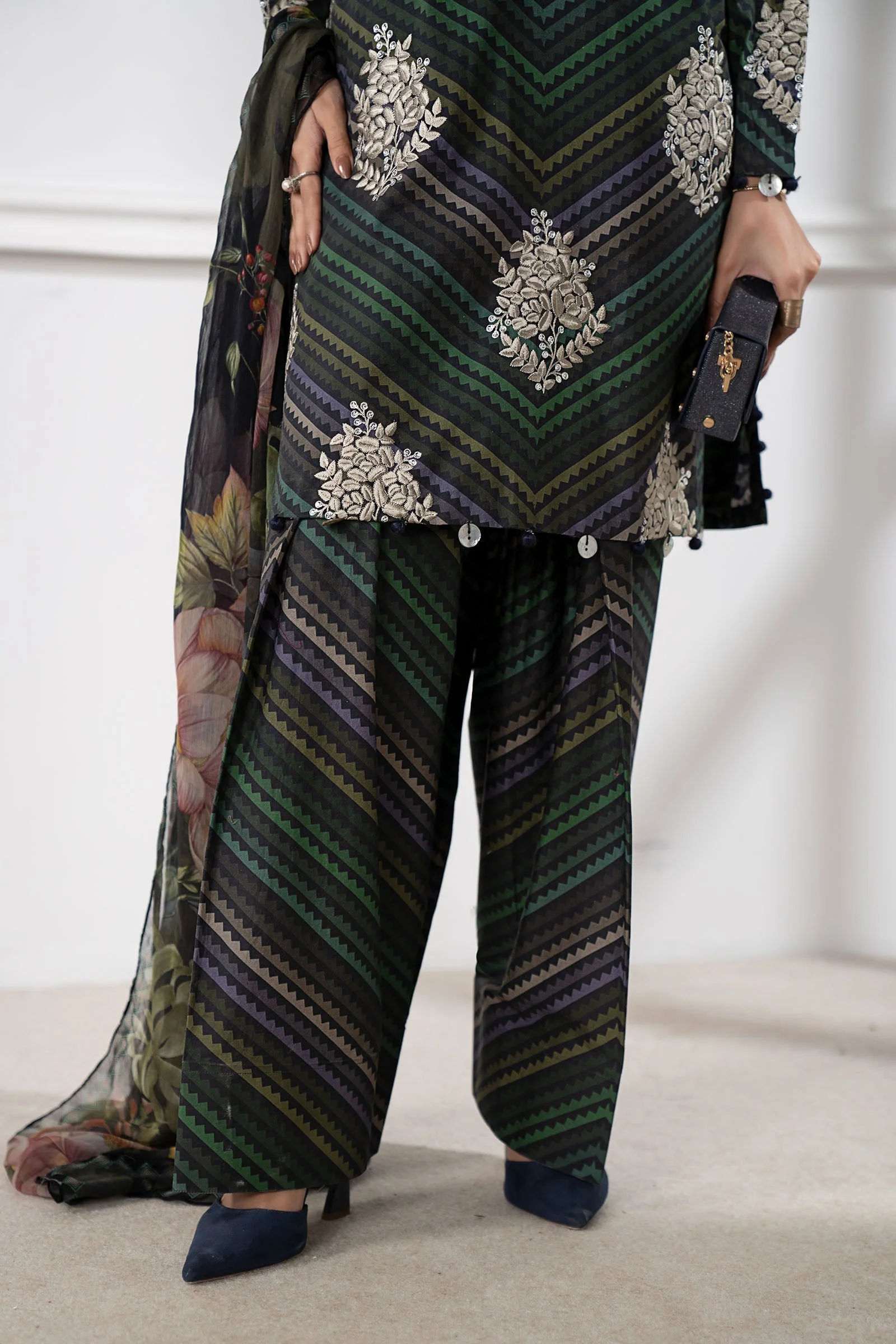 3 Piece Embroidered Cambric Suit