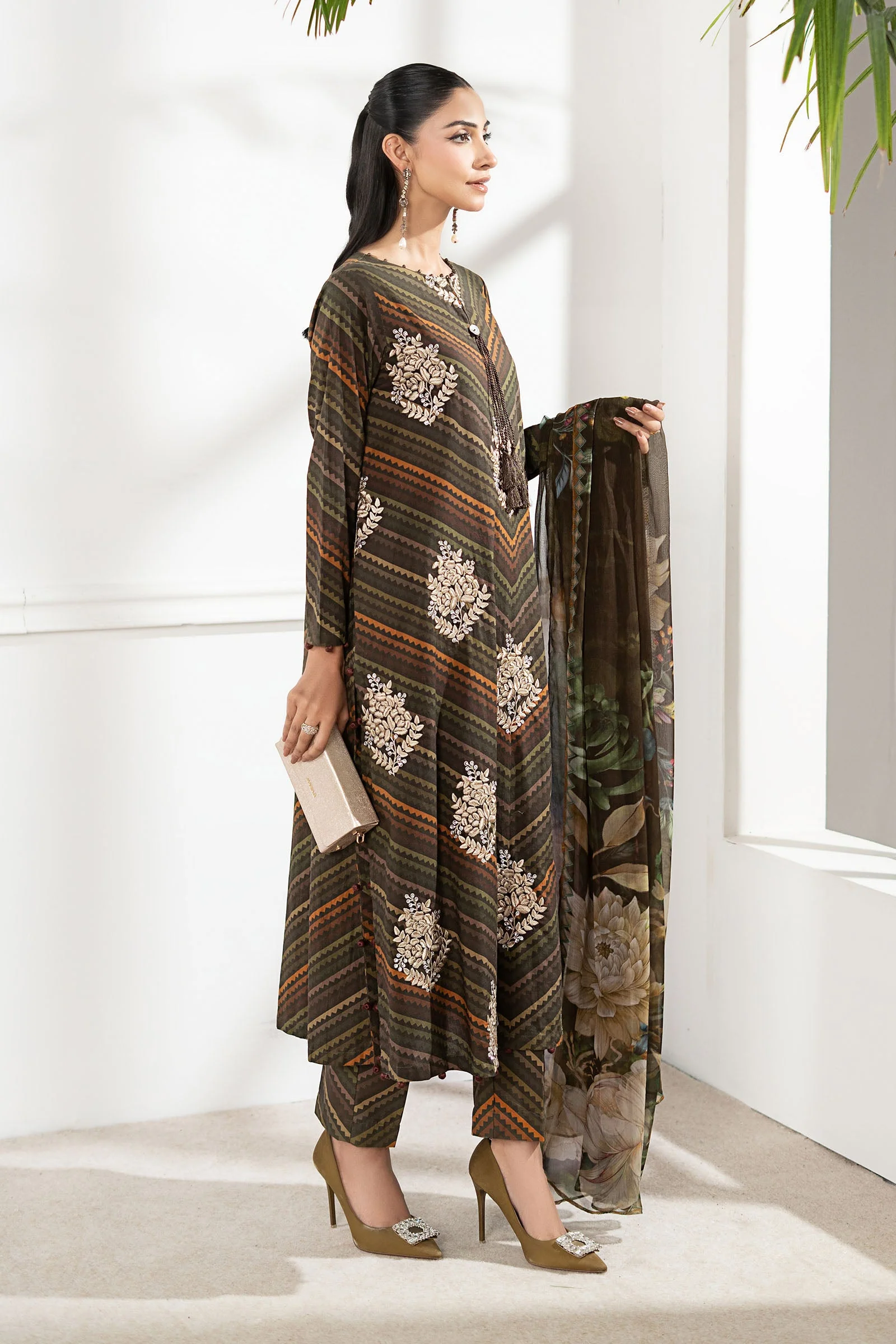 3 Piece Embroidered Cambric Suit