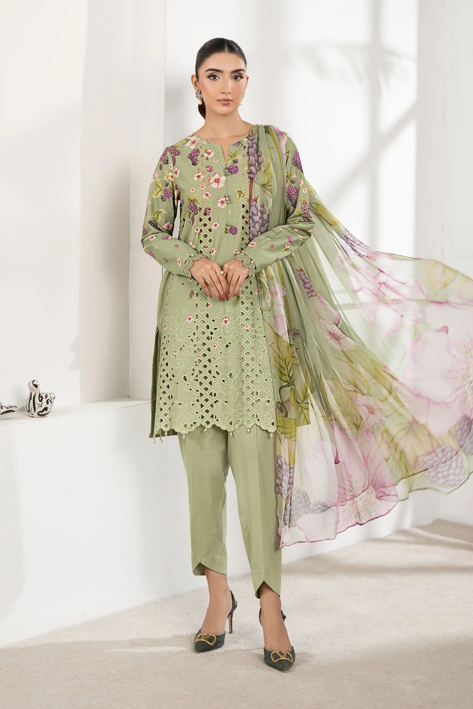 3 Piece Embroidered Cambric Suit