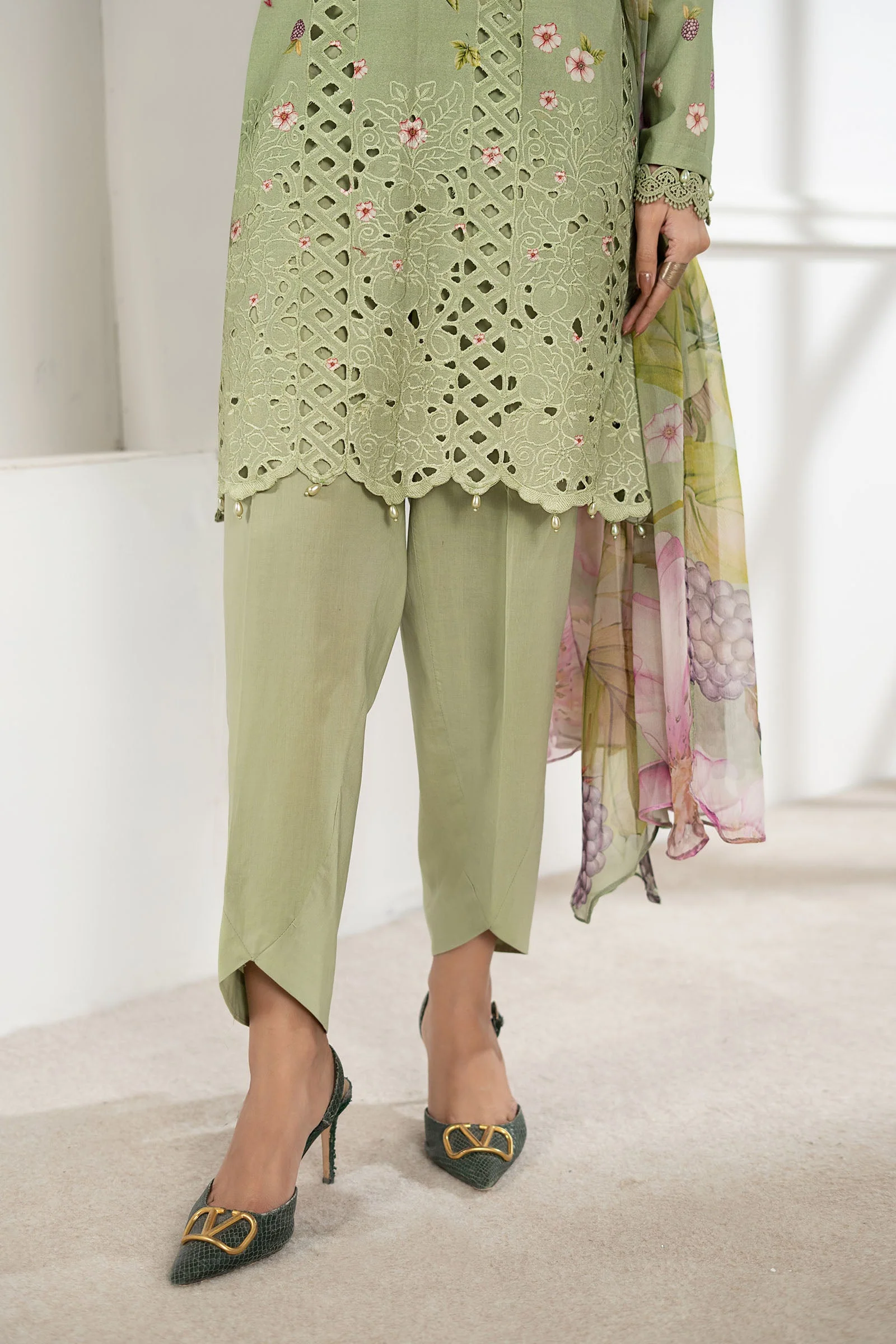 3 Piece Embroidered Cambric Suit