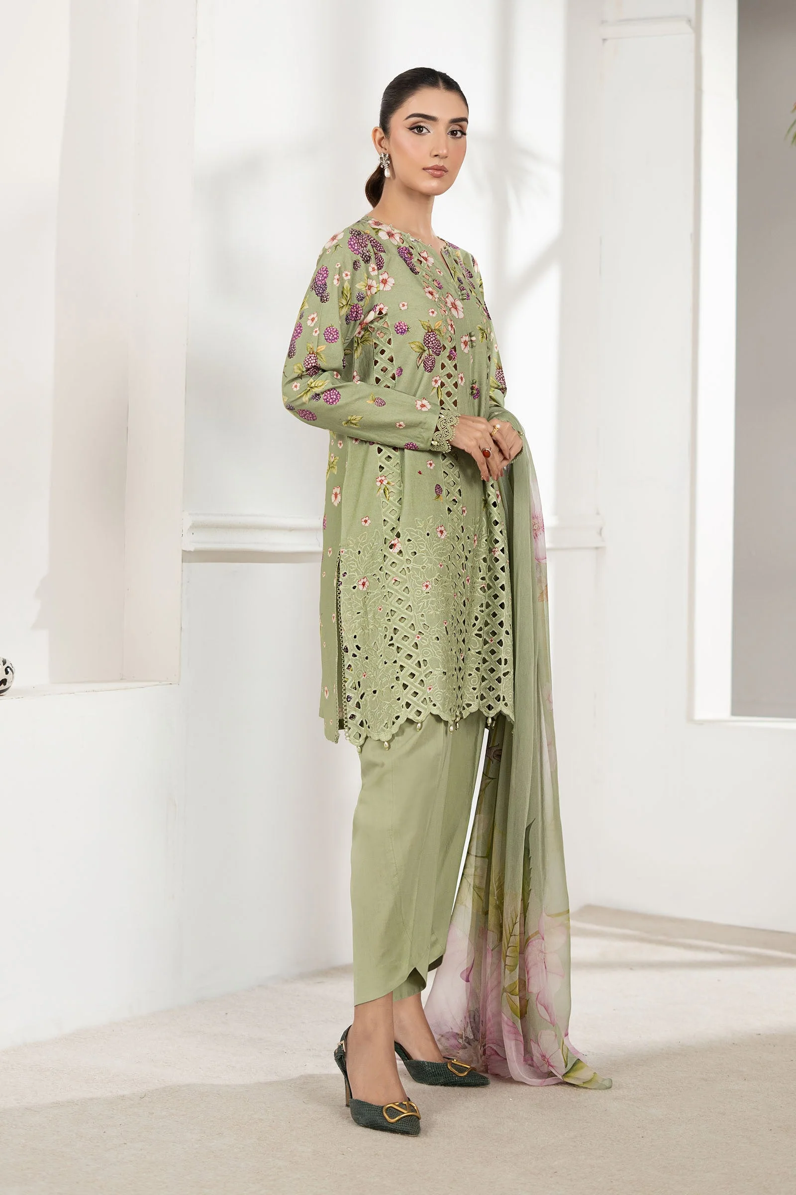 3 Piece Embroidered Cambric Suit