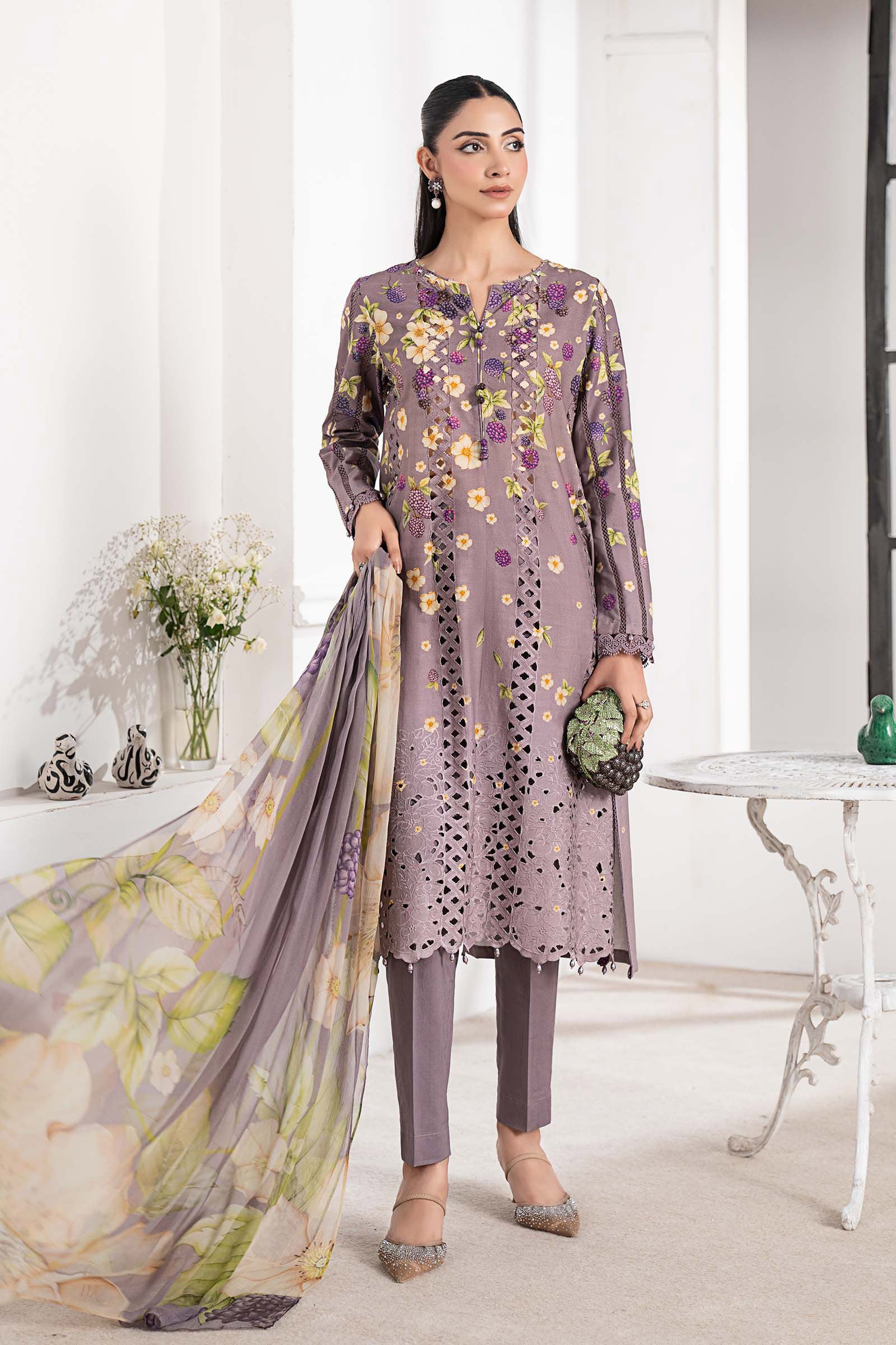 3 Piece Embroidered Cambric Suit