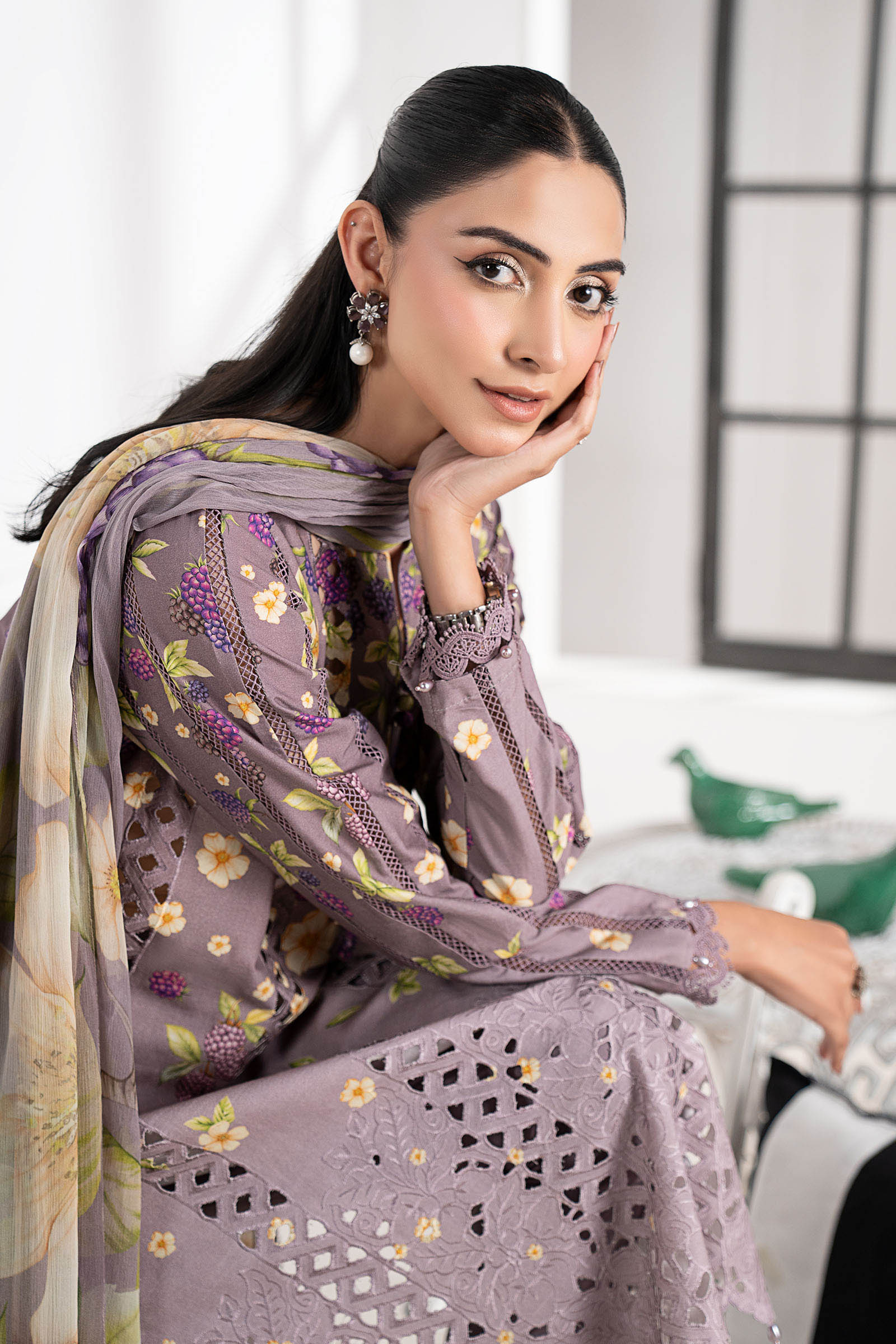 3 Piece Embroidered Cambric Suit