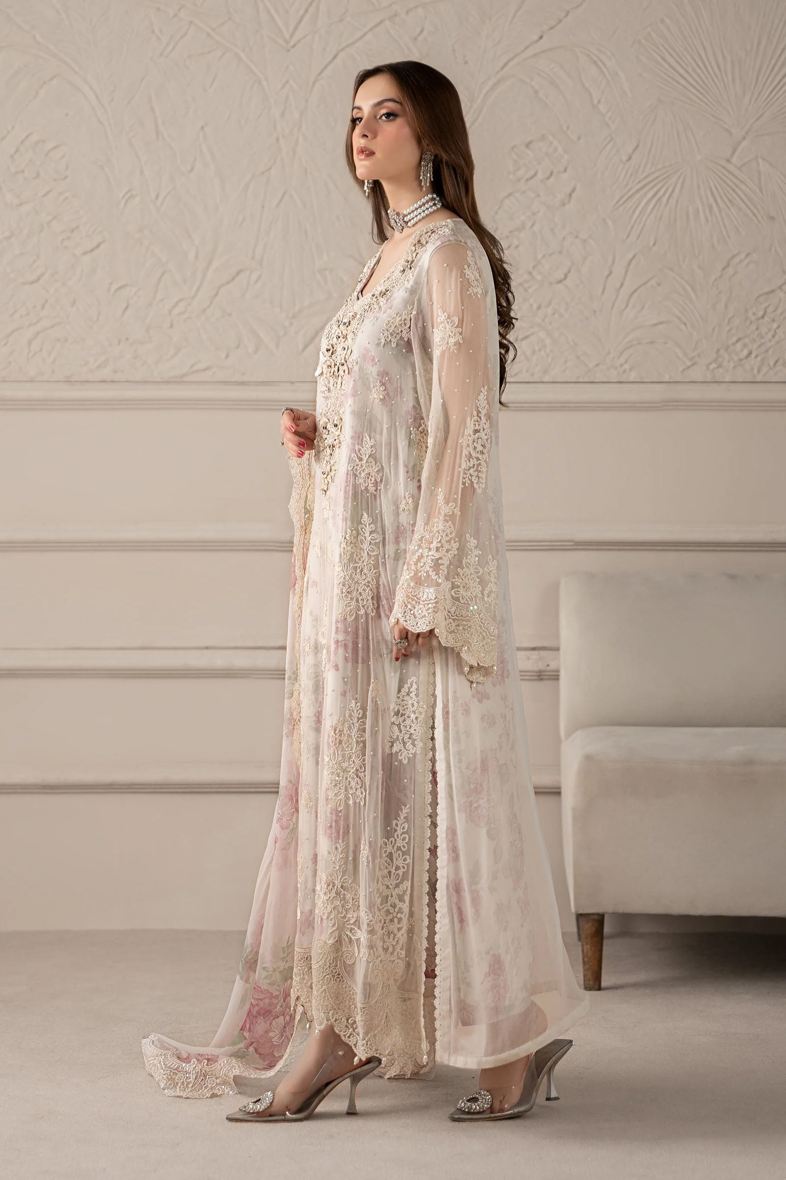 3 Piece Embroidered Chiffon Suit | MCS-25-101