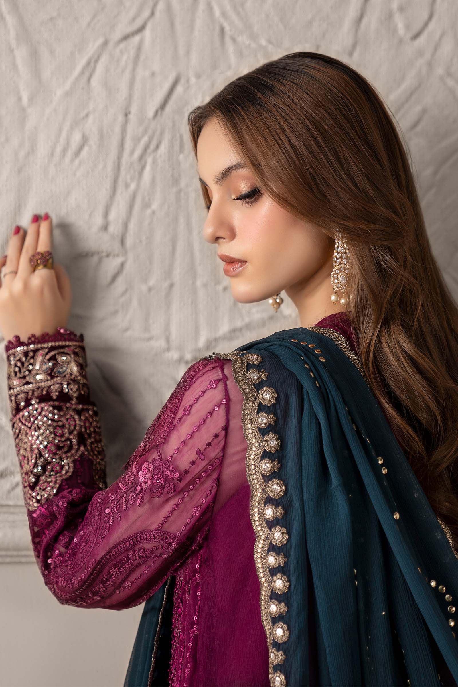 3 Piece Embroidered Chiffon Suit | MCS-25-102