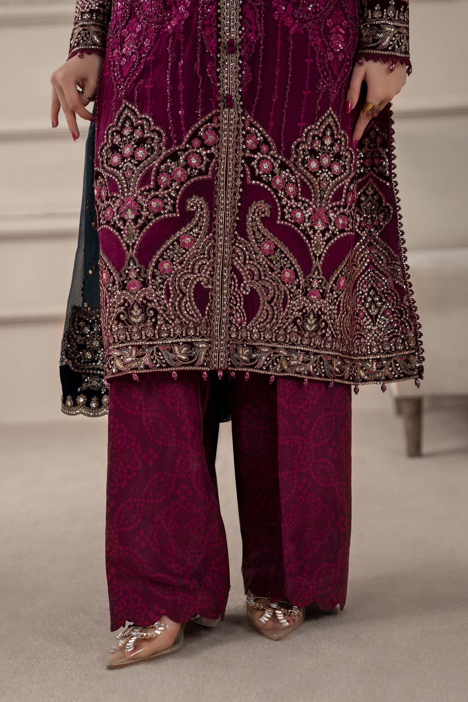 3 Piece Embroidered Chiffon Suit | MCS-25-102
