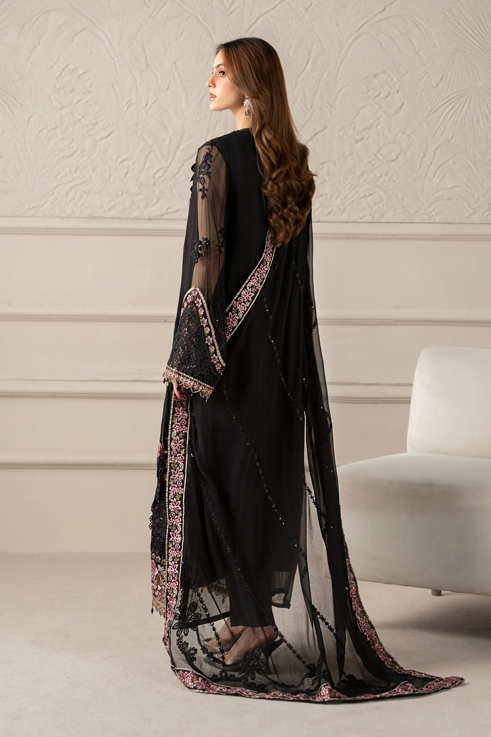 3 Piece Embroidered Chiffon Suit | MCS-25-104