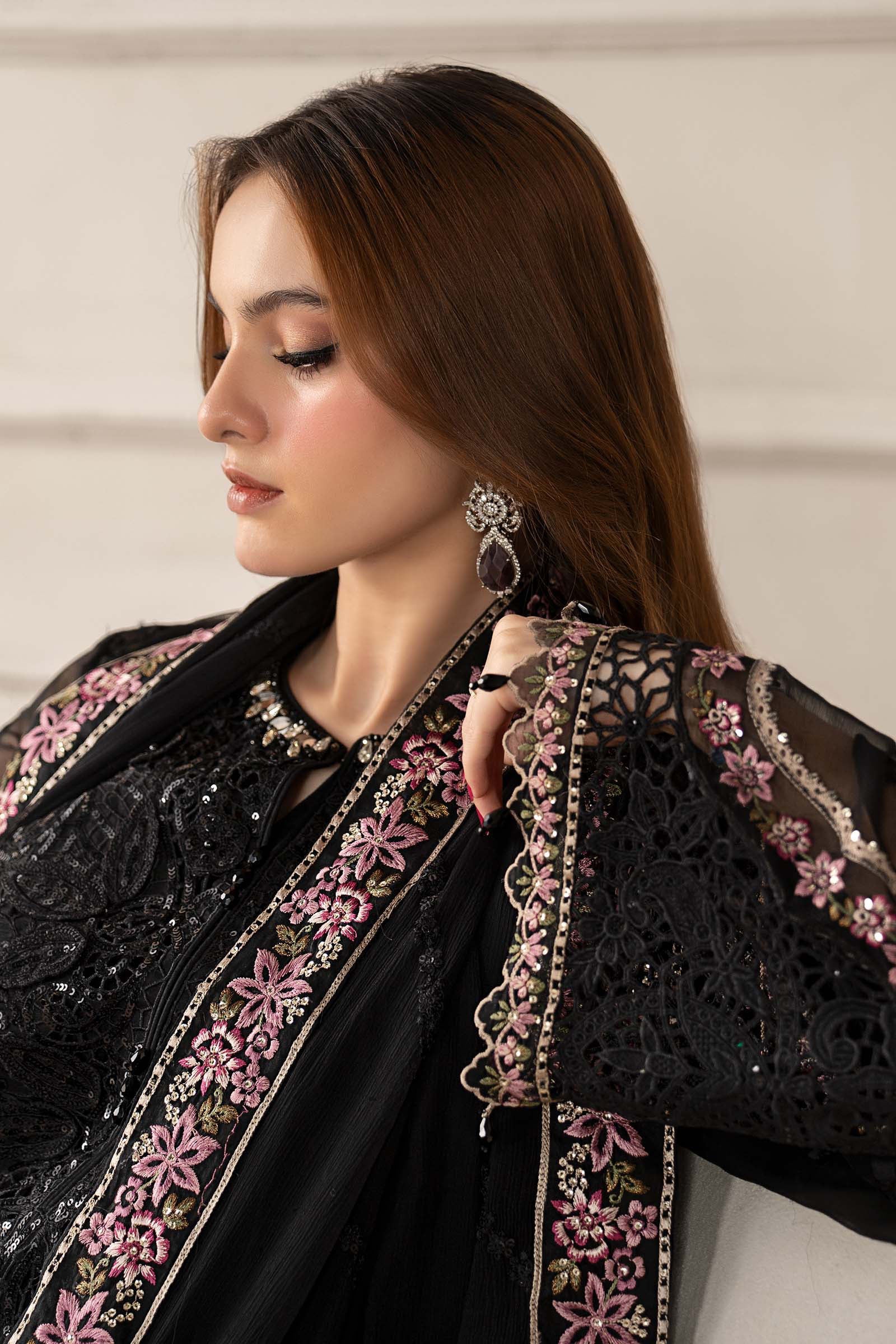3 Piece Embroidered Chiffon Suit | MCS-25-104