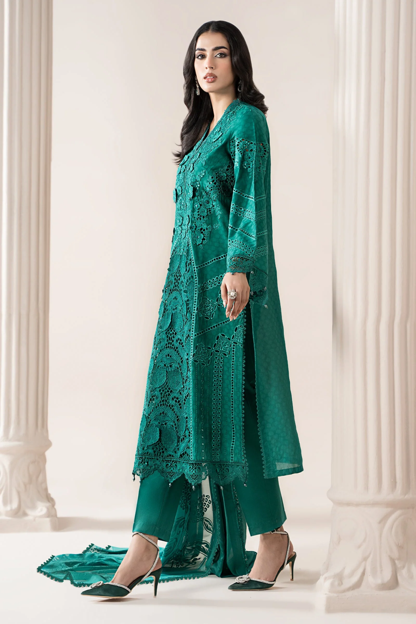 3 Piece Embroidered Jacquard Lawn Suit | ELS-25-05
